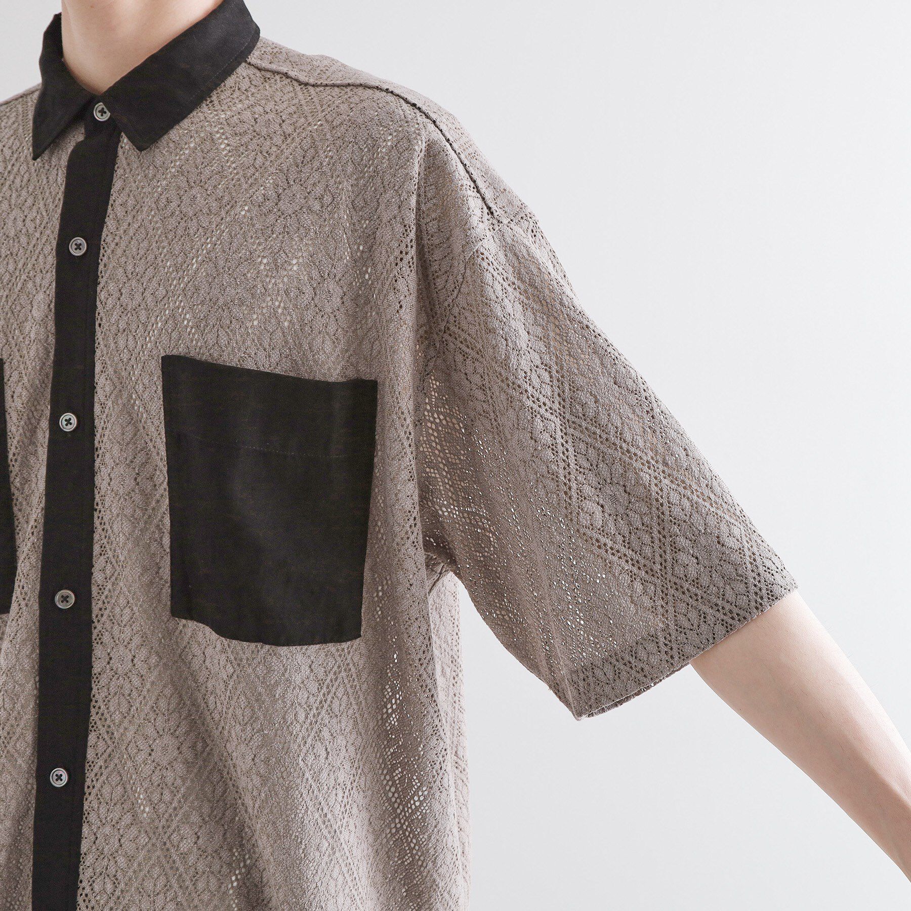 tk.TAKEO KIKUCHI「サマースエードコンビレースシャツ」|シャツ・ブラウス|