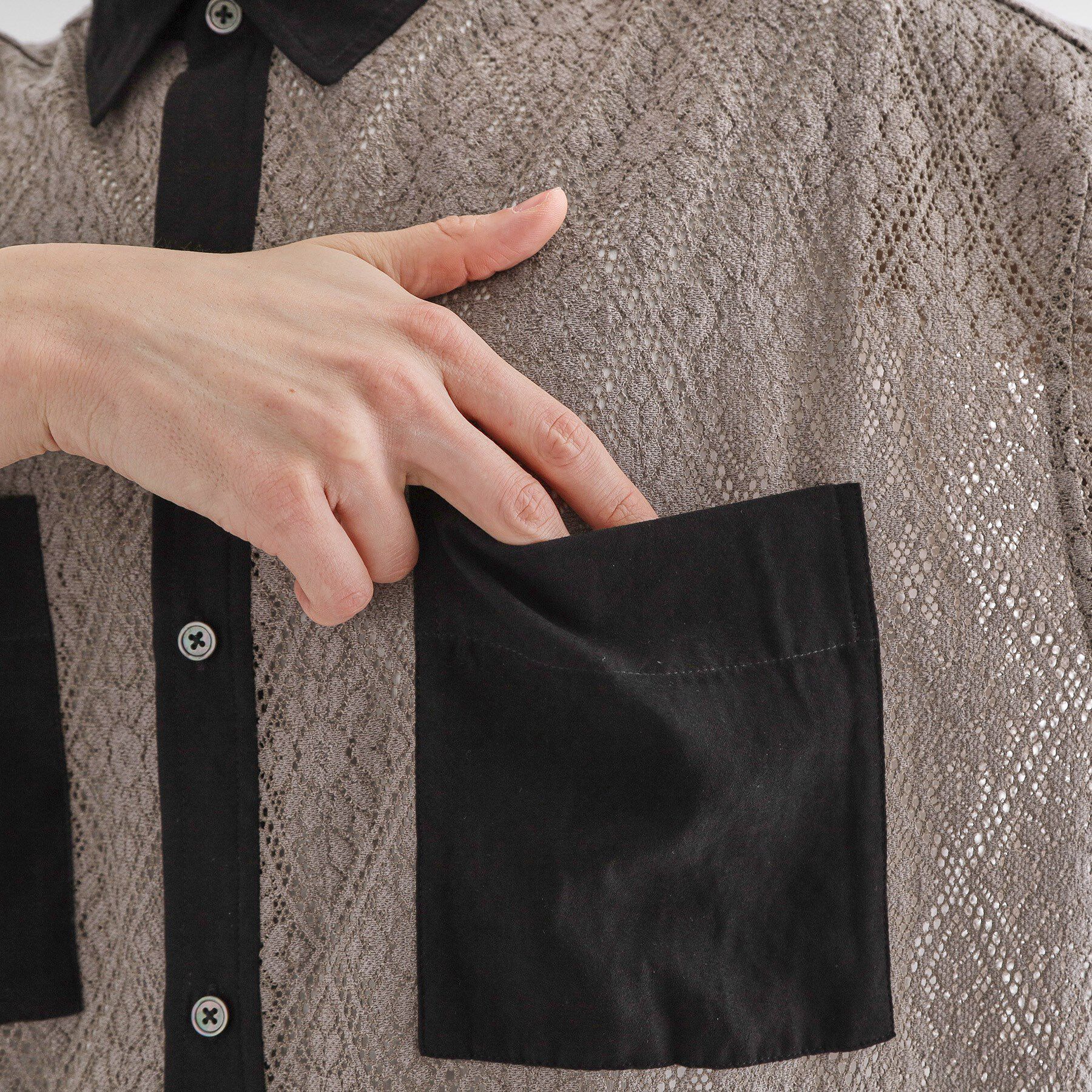 tk.TAKEO KIKUCHI「サマースエードコンビレースシャツ」|シャツ・ブラウス|