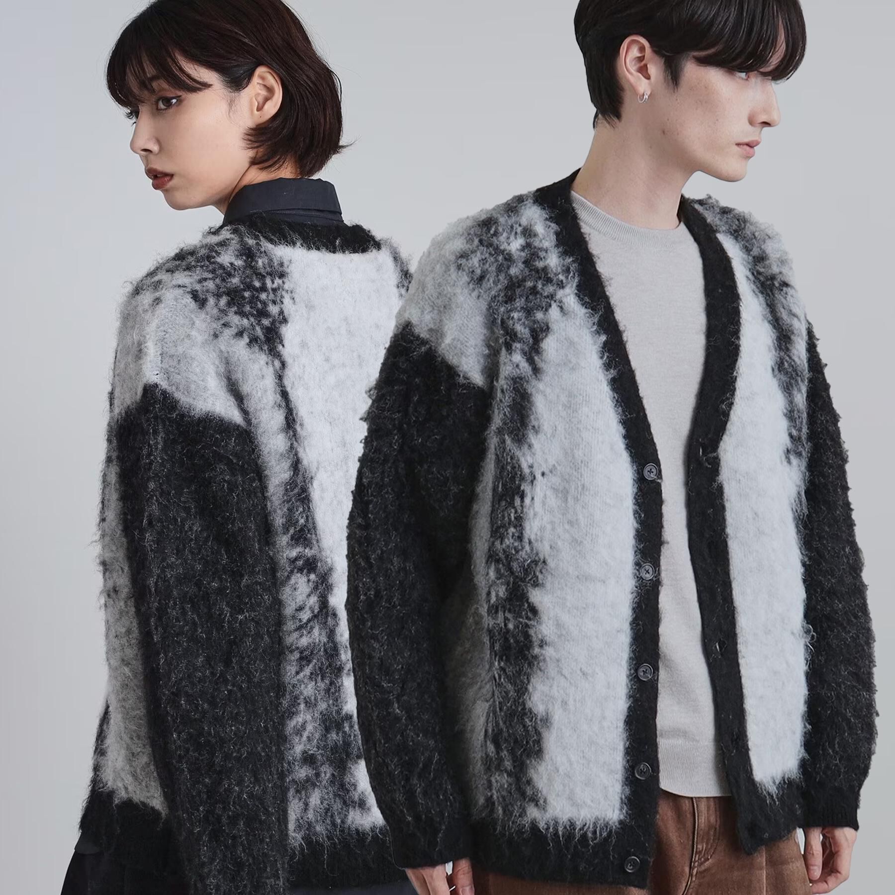 tk.TAKEO KIKUCHI「ボールドストライプシャギーニットVカーディガン」|カーディガン|