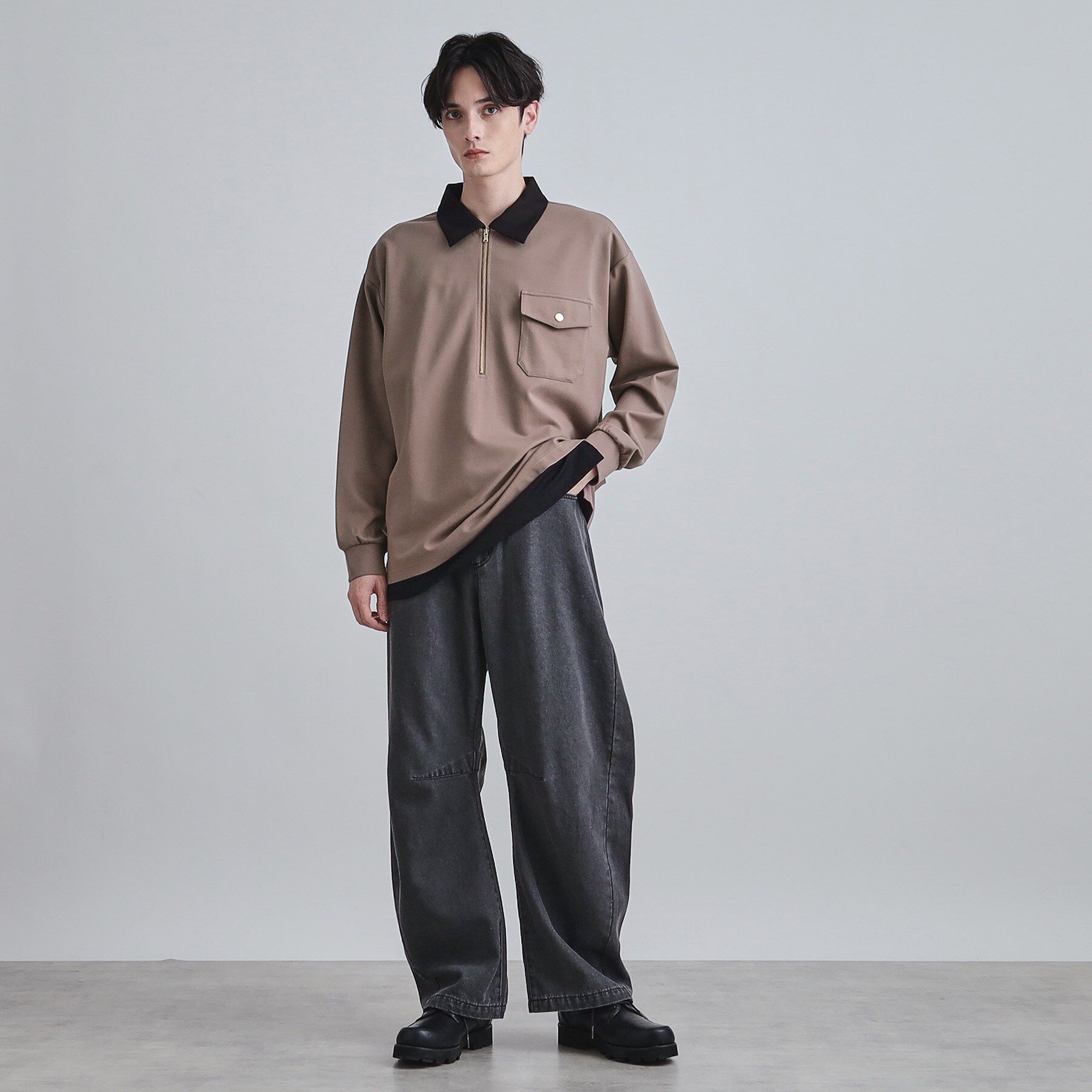 tk.TAKEO KIKUCHI「ハードポンチハーフジップポロカットソー」|Tシャツ・カットソー|