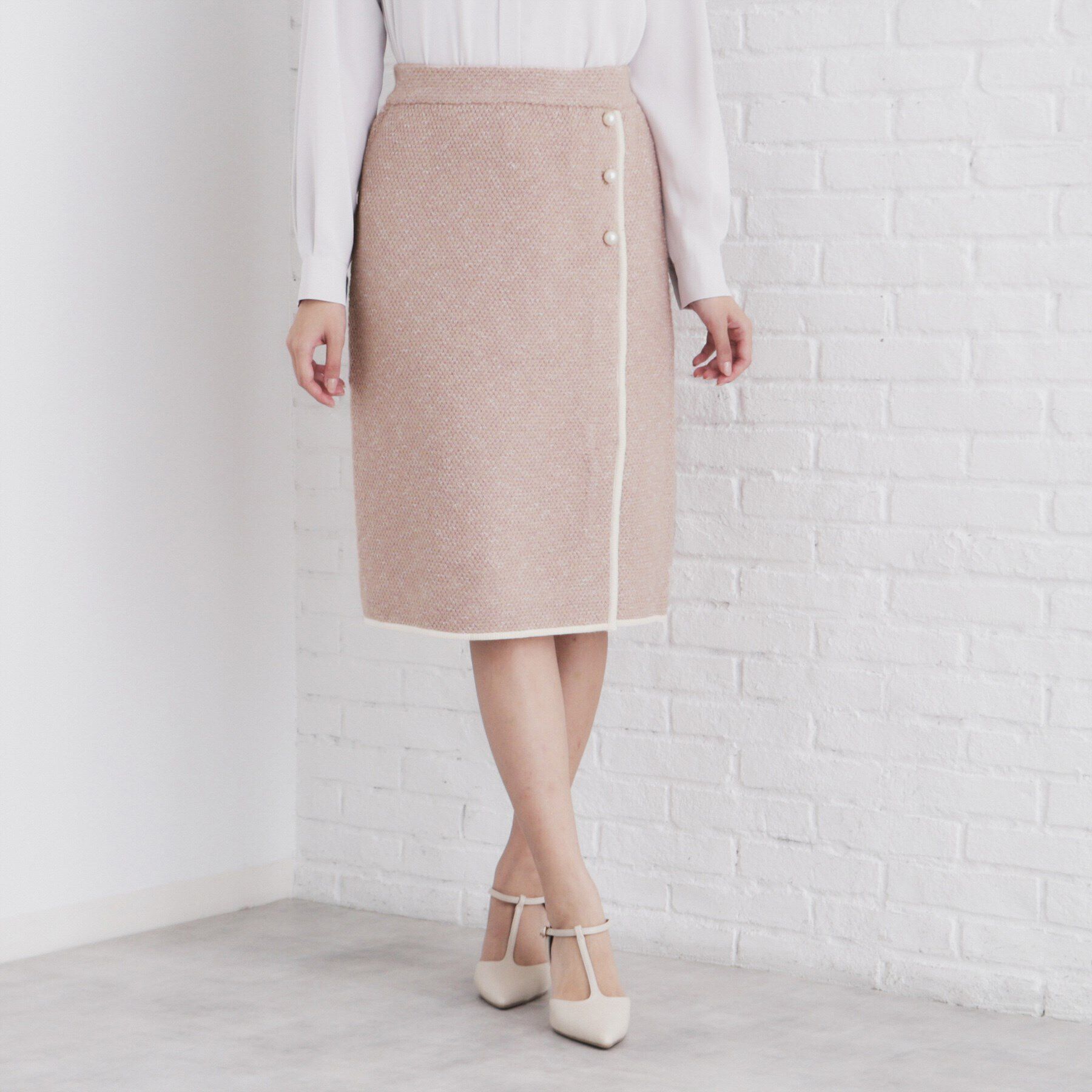 index「《美人百花掲載》パール調ツイードライクタイトスカート/セットアップ対応【洗濯機洗い可】」|スカート|