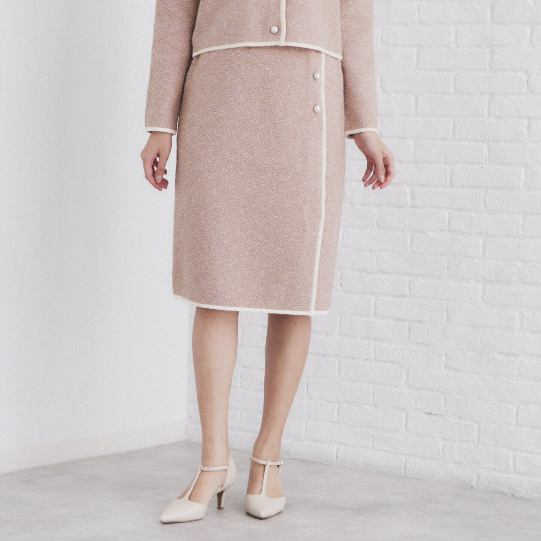 index「《美人百花掲載》パール調ツイードライクタイトスカート/セットアップ対応【洗濯機洗い可】」|スカート|ライトピンク(870