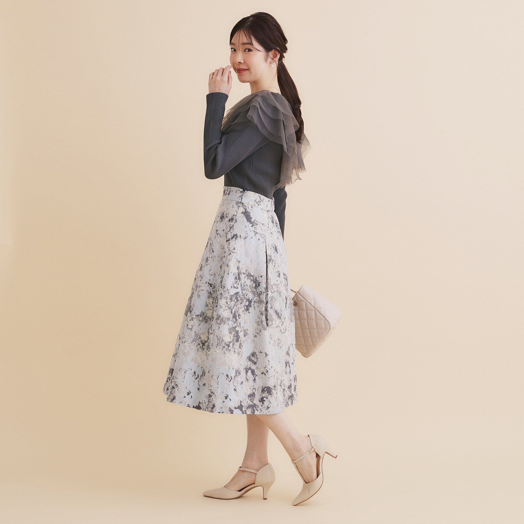 index「チュールフリルリブニット【洗濯機洗い可】」|ニット・セーター|