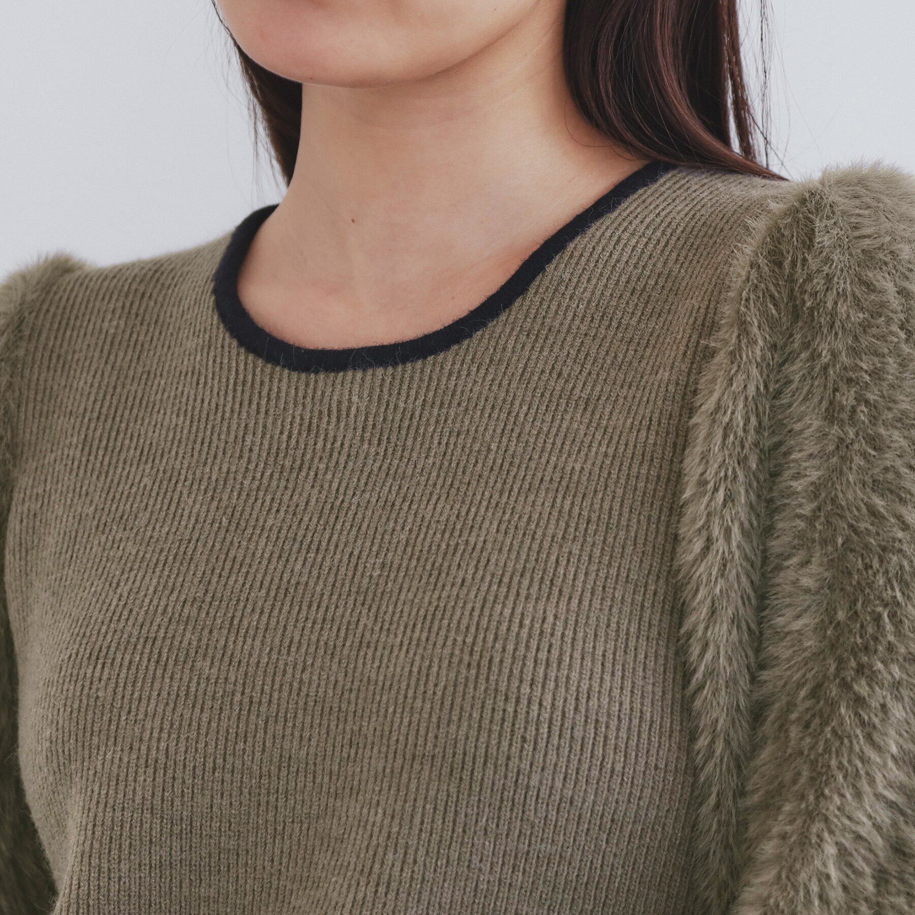 index「《美人百花掲載》バイカラーフェザースリーブミニワンピース【洗濯機洗い可】」|ワンピース|