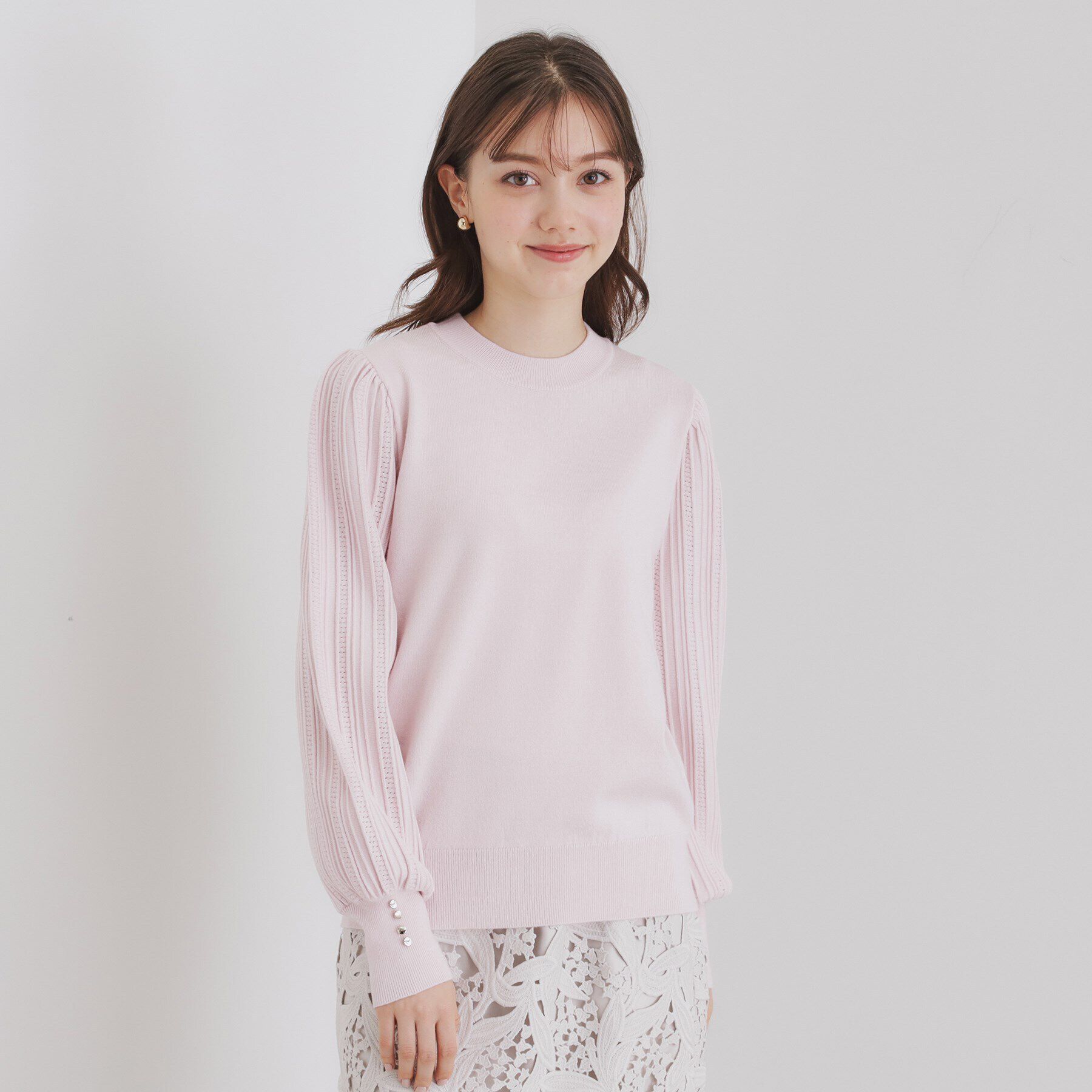 index「パターンスリーブハイネックニット【洗濯機洗い可】」|ニット・セーター|