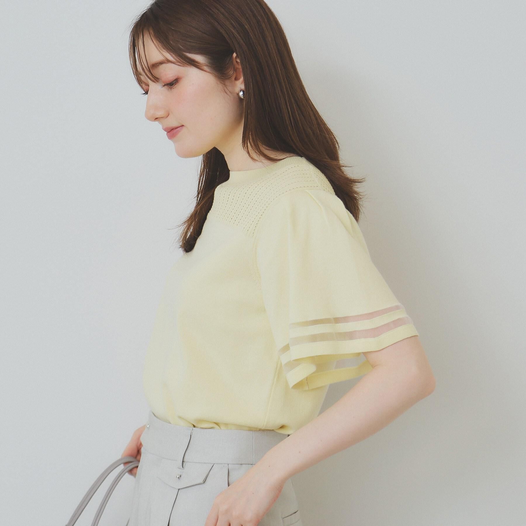 index「フレアスリーブニット/オーガニックコットン混【UV/洗濯機洗い可】」|ニット・セーター|