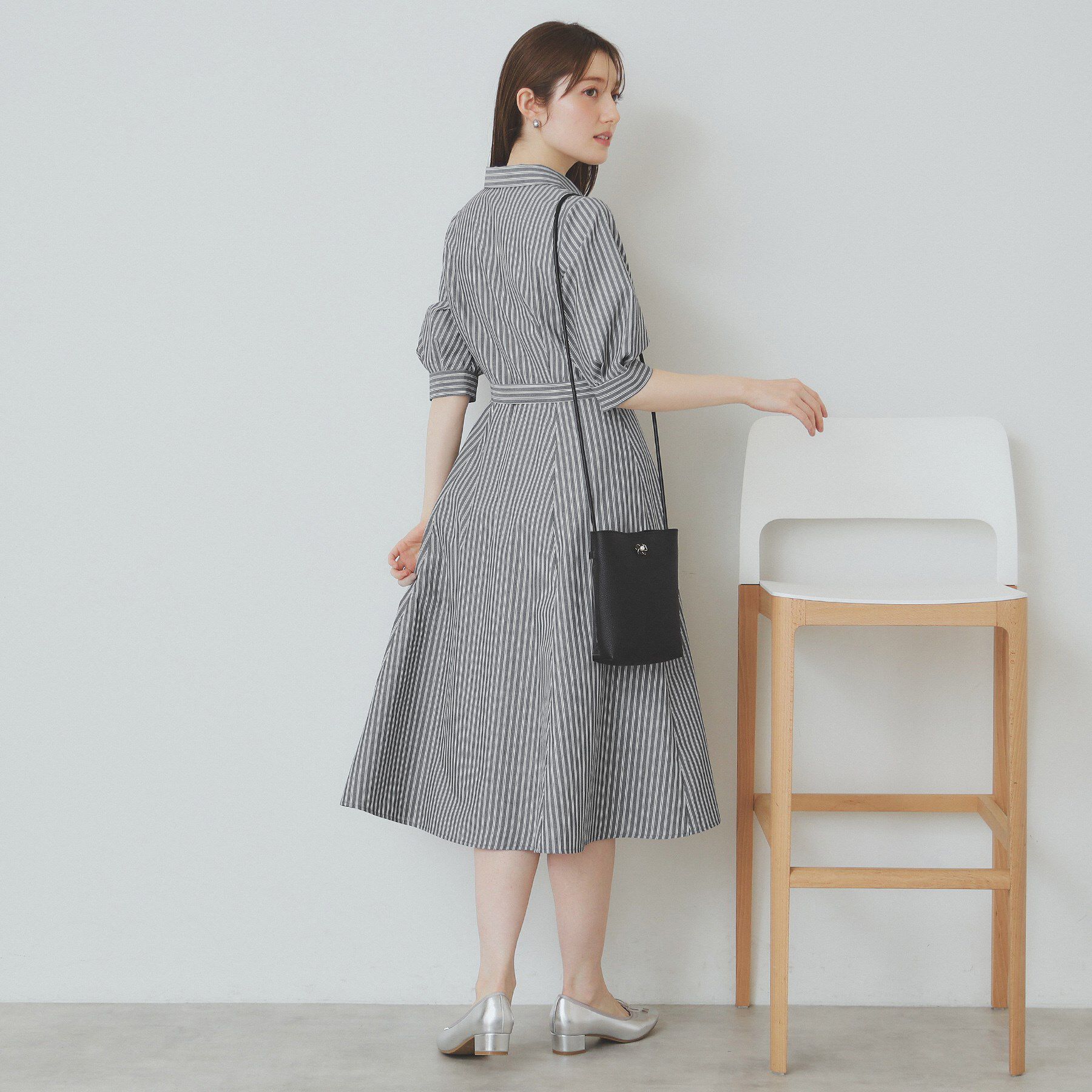 index「ストライプシャツワンピース【洗濯機洗い可/イージーアイロン】」|ワンピース|