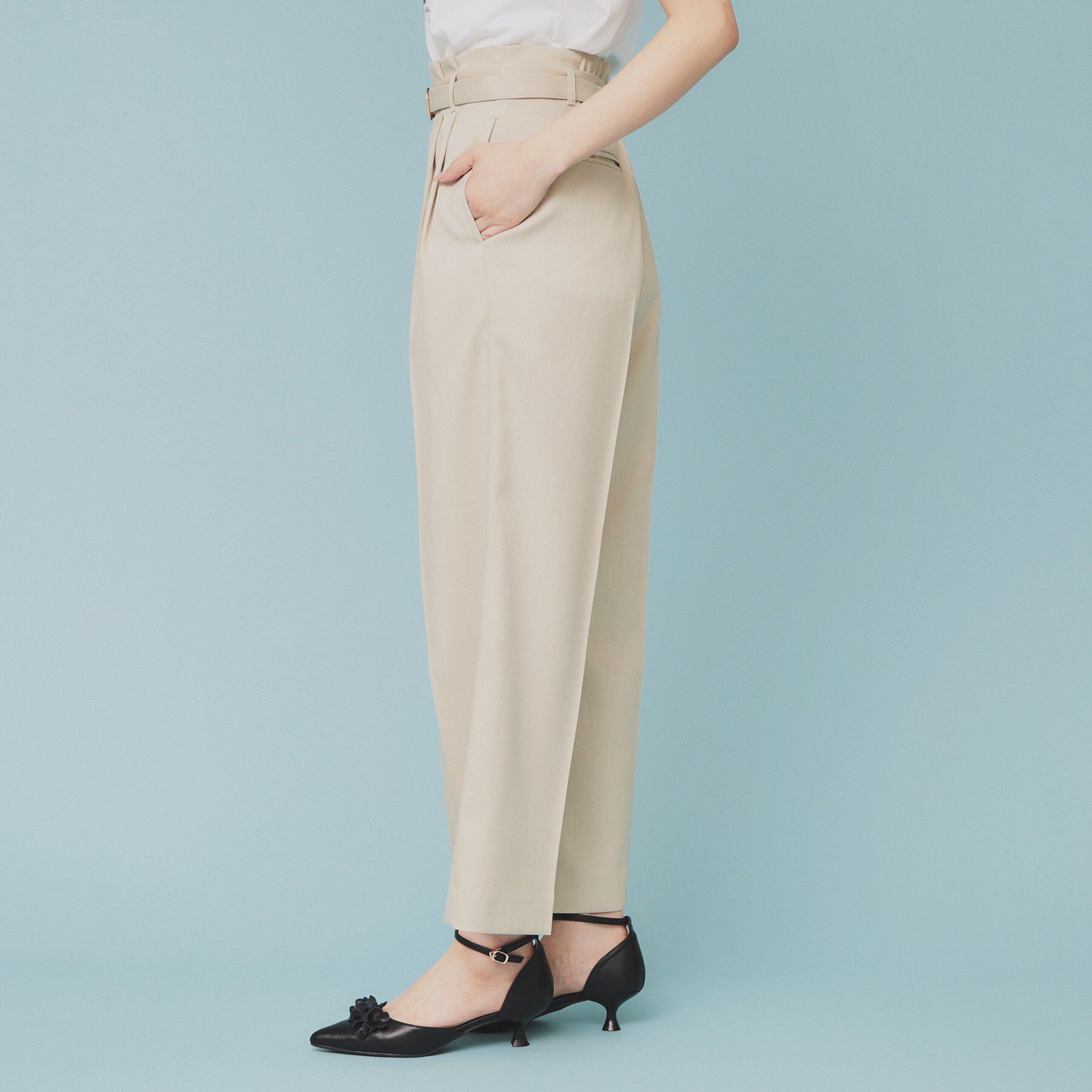 index「ベルト付ストレッチワイドパンツ【防シワ/イージーアイロン/洗濯機洗い可】」|その他|