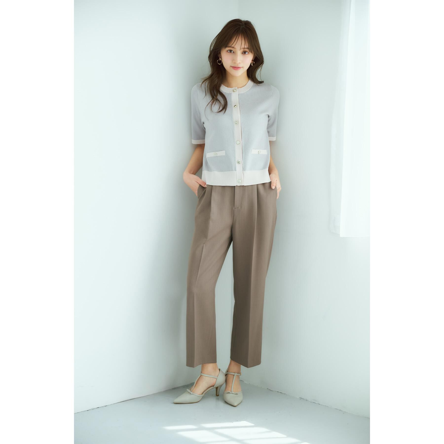 index「ラメバイカラー半袖カーディガン【洗濯機洗い可】」|カーディガン|