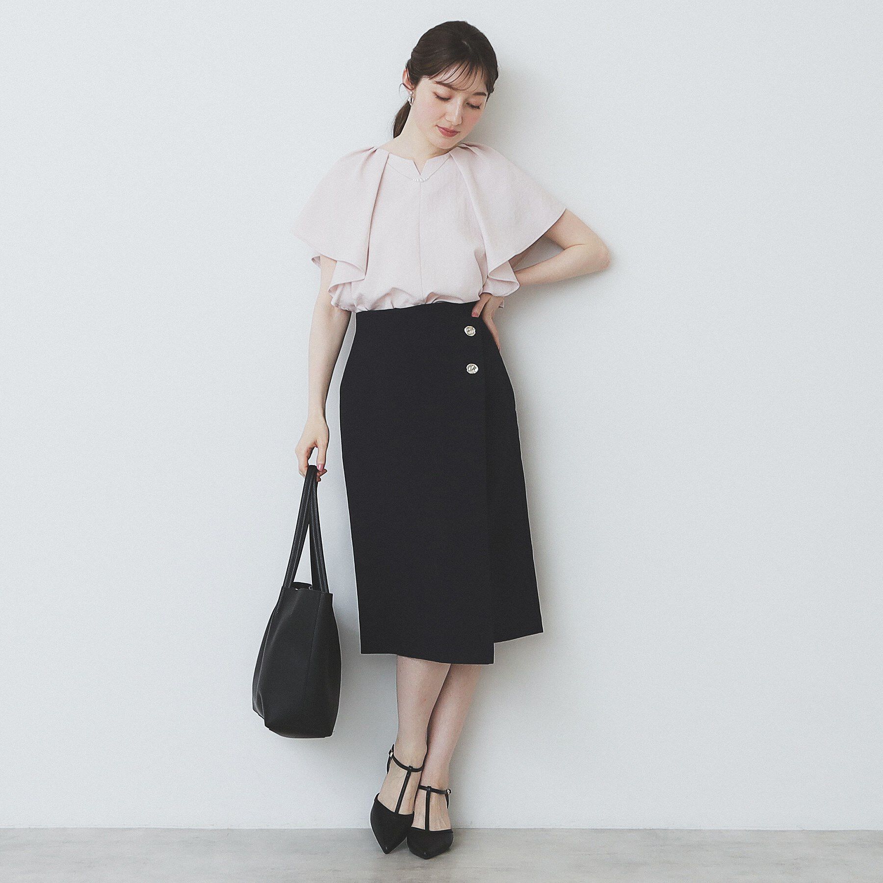 index「《丈が選べる》麻調ラップタイトスカート【洗濯機洗い可/イージーアイロン】」|スカート|