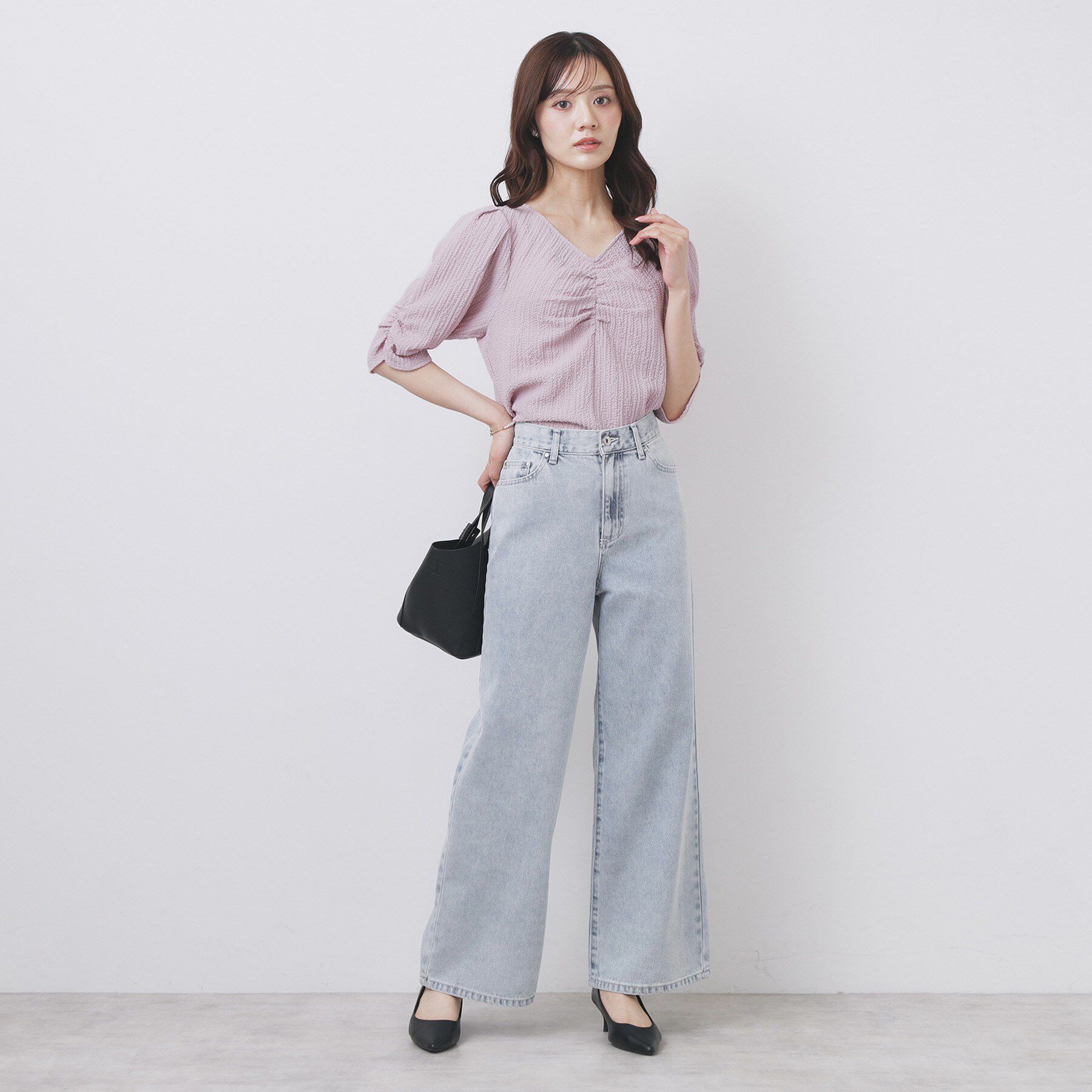 index「フロントギャザージャガードブラウス【洗濯機洗い可】」|シャツ・ブラウス|