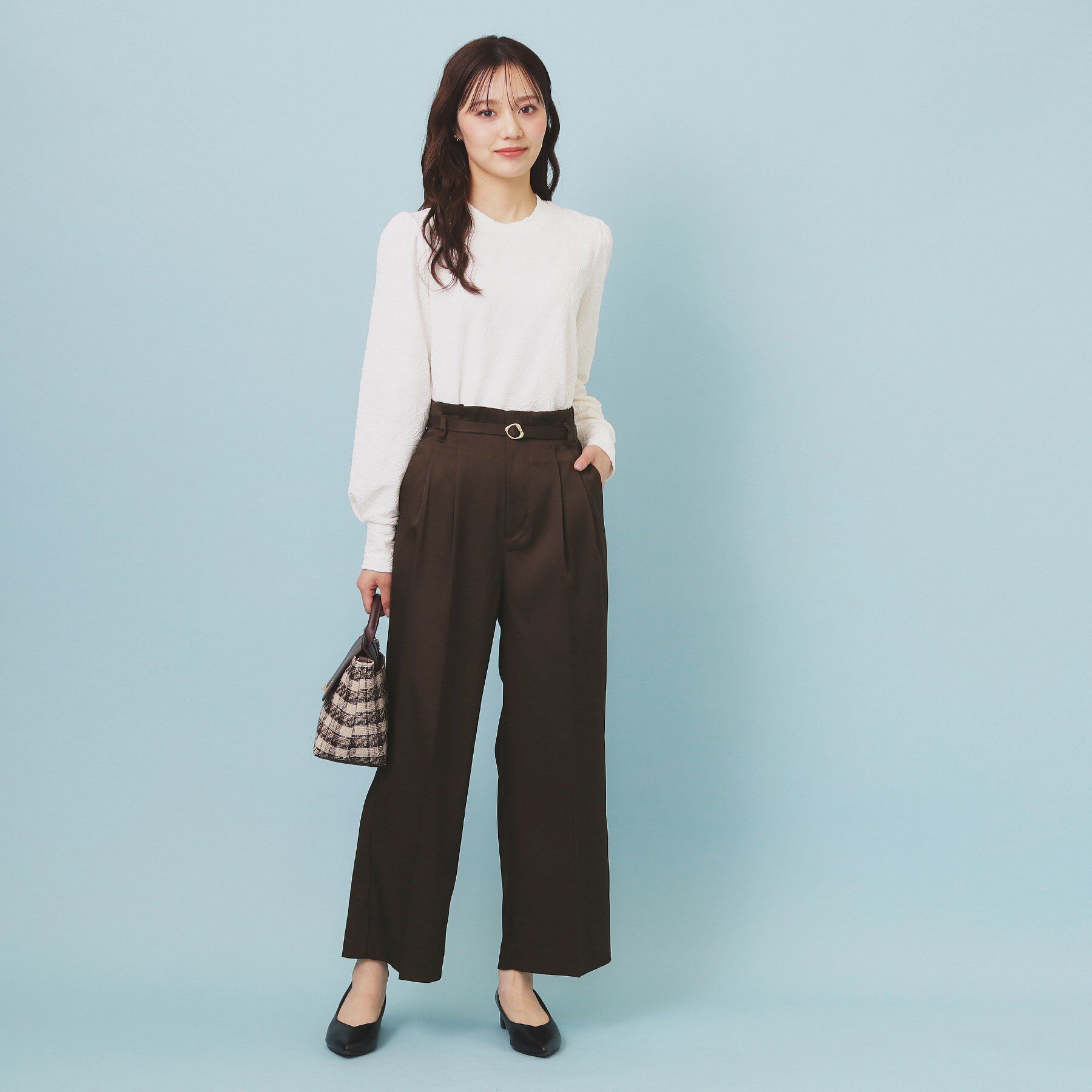 index「ベルト付き2タックワイドパンツ【洗濯機OK/ストレッチ/防シワ/イージーアイロン】」|その他|