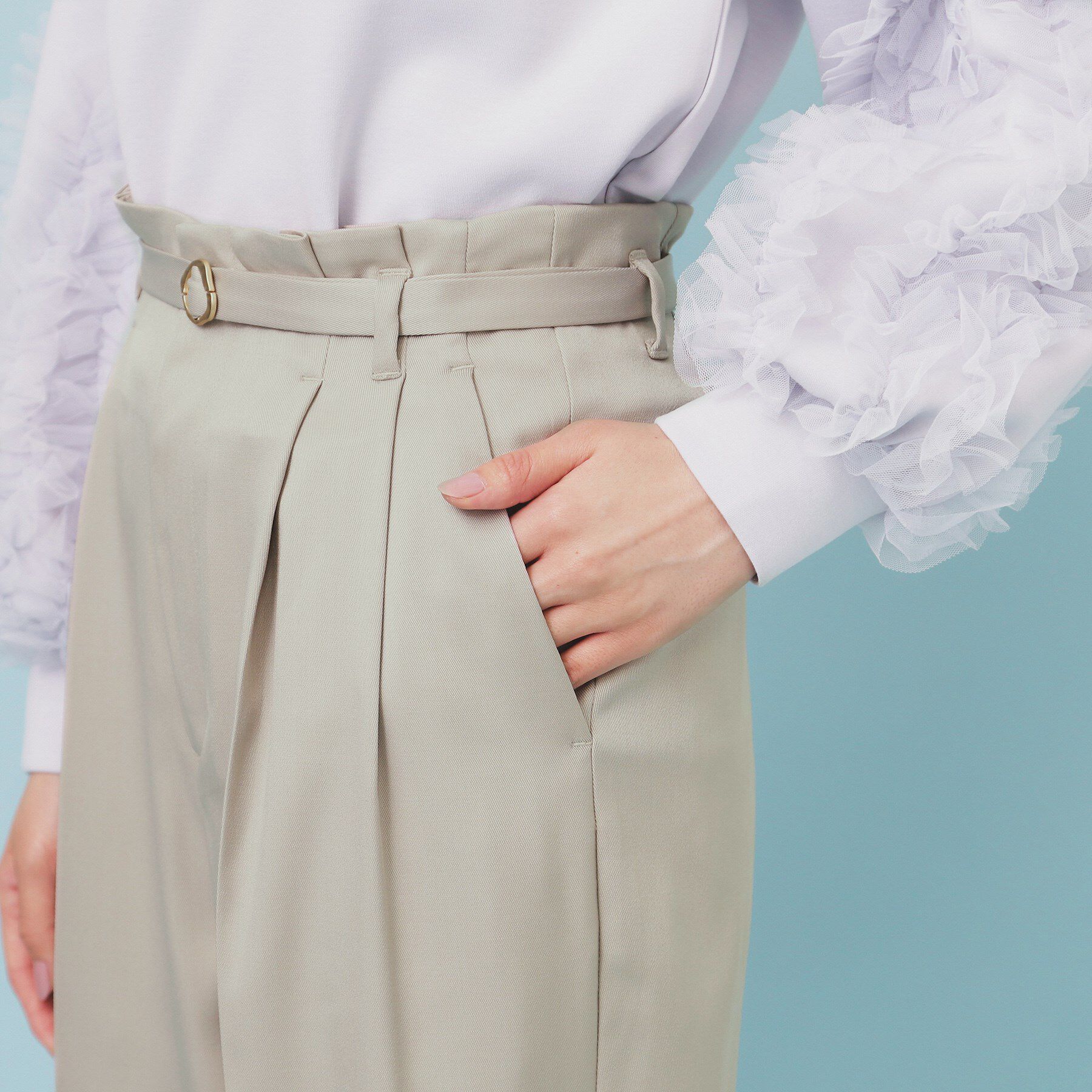 index「ベルト付き2タックワイドパンツ【洗濯機OK/ストレッチ/防シワ/イージーアイロン】」|その他|