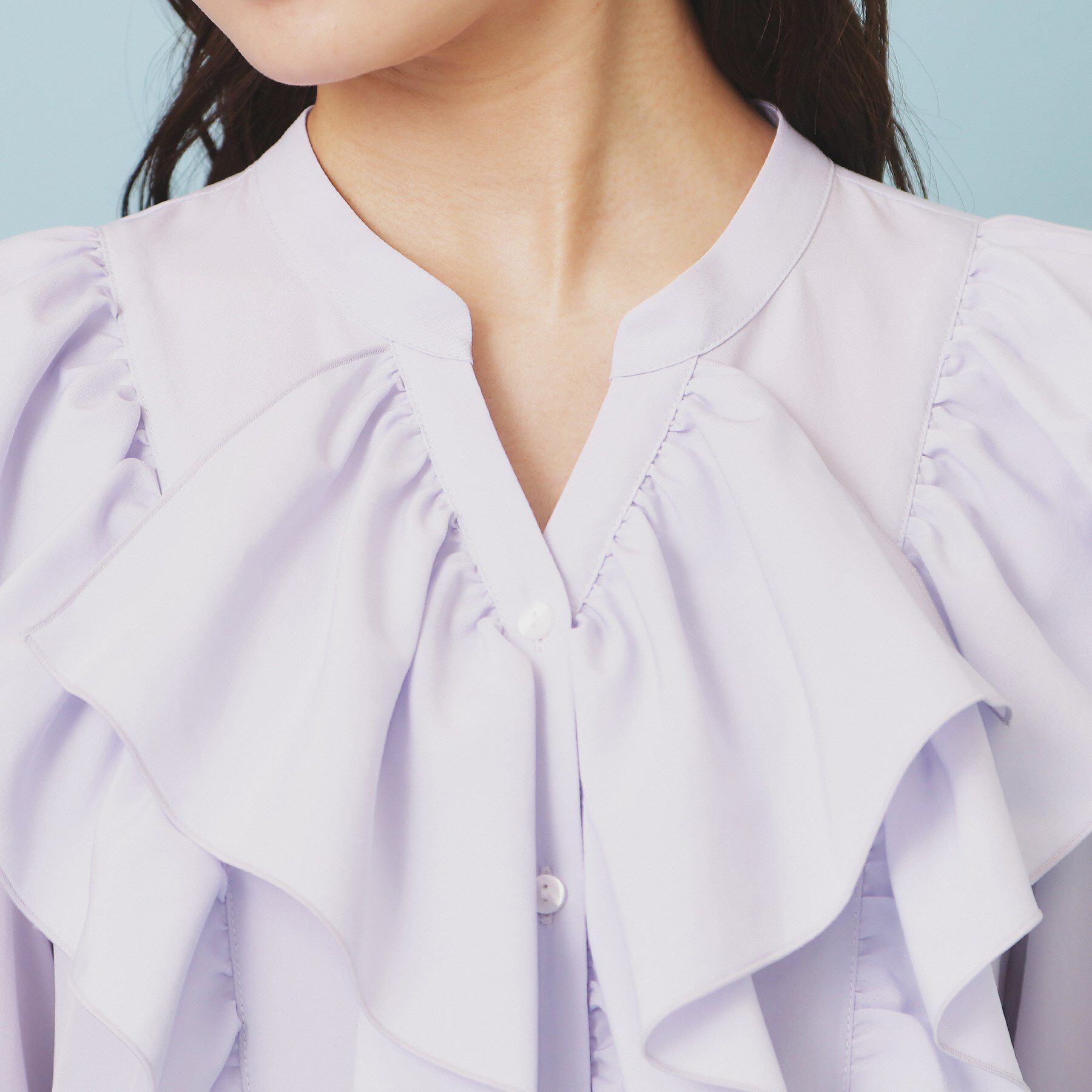 index「フリルデザインスキッパーブラウス【洗濯機OK/イージーアイロン】」|シャツ・ブラウス|