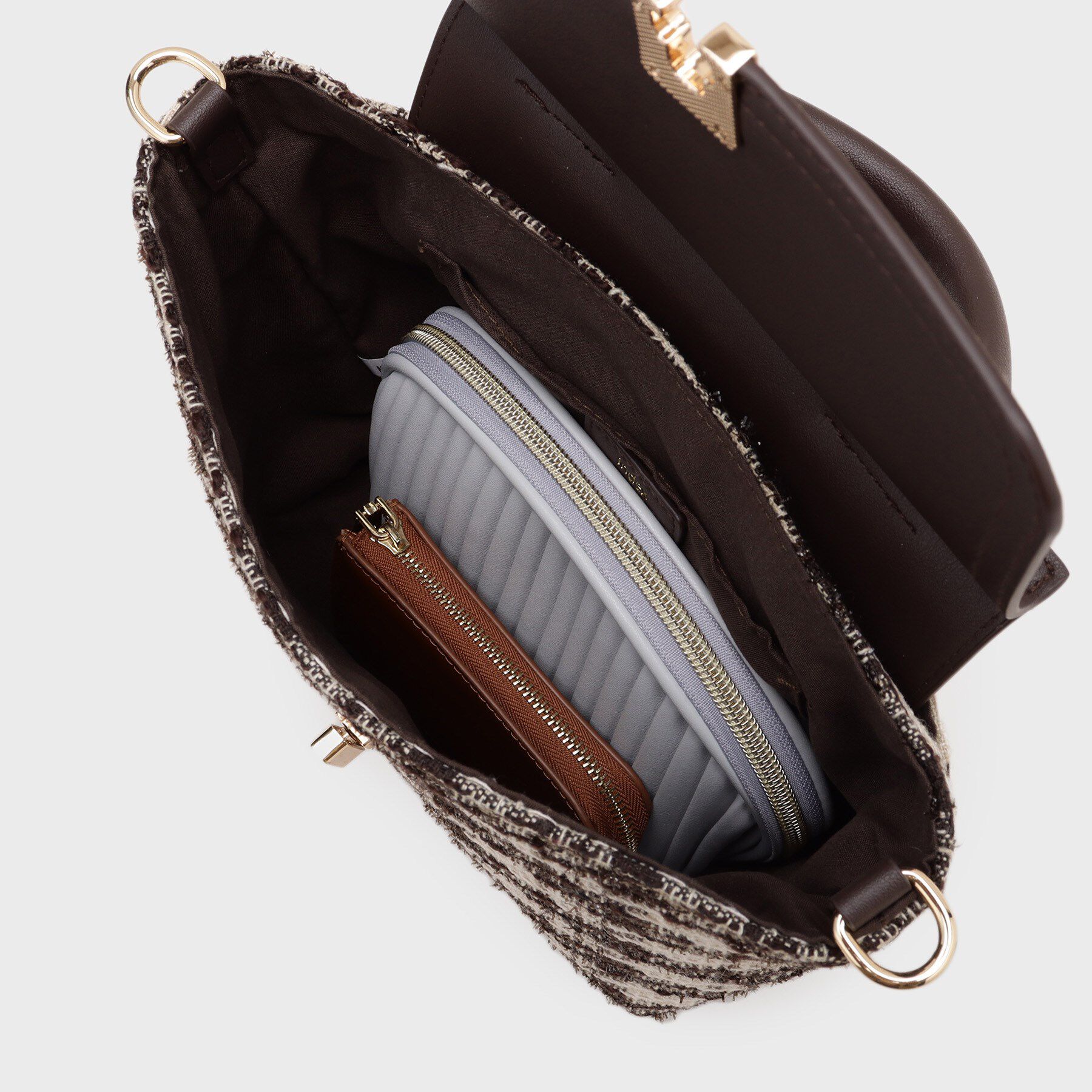 index「【2WAY】ラメツイードチェックコンビミドルハンドバッグ」|ハンドバッグ|