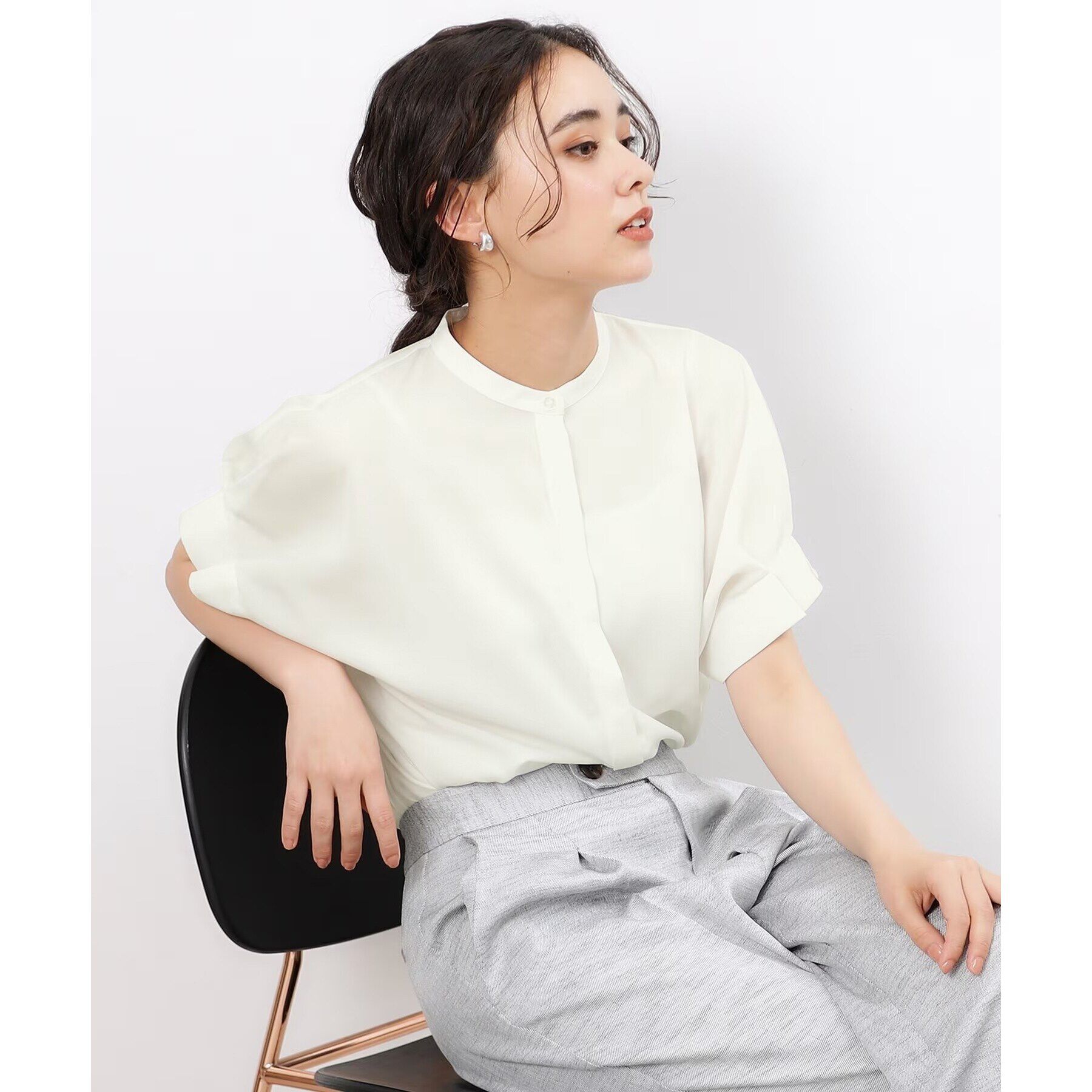 OPAQUE.CLIP「タックスリーブブラウス【洗濯機洗い可】」|シャツ・ブラウス|