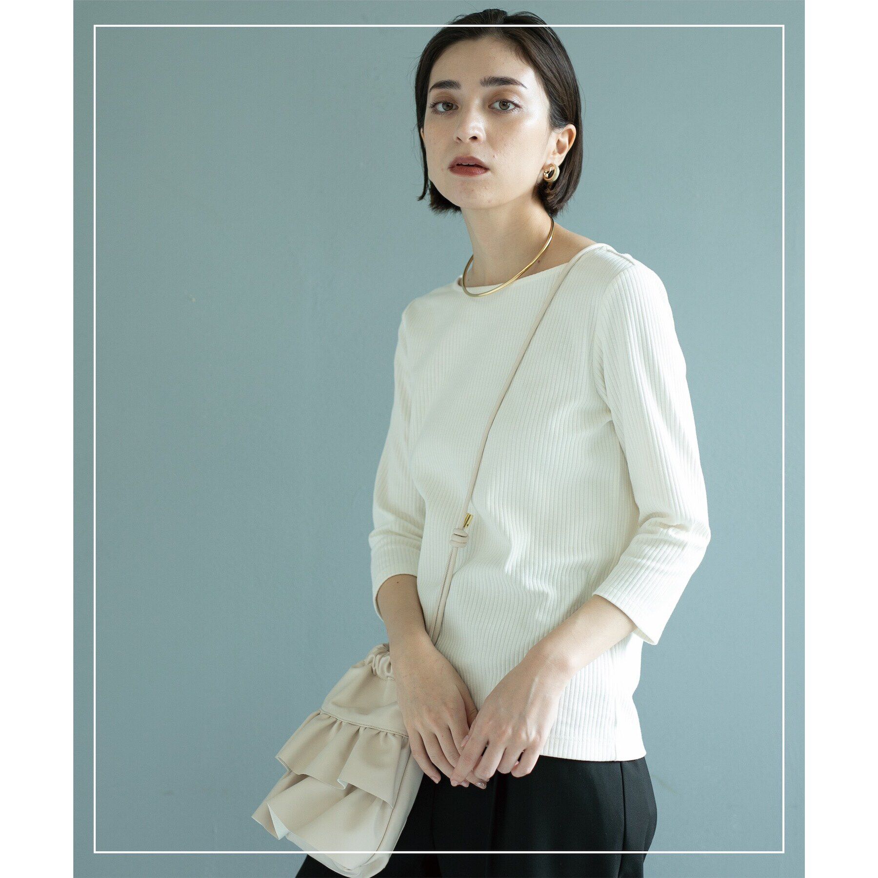 OPAQUE.CLIP「ボートネック7分袖カットソー【洗濯機洗い可】」|Tシャツ・カットソー|