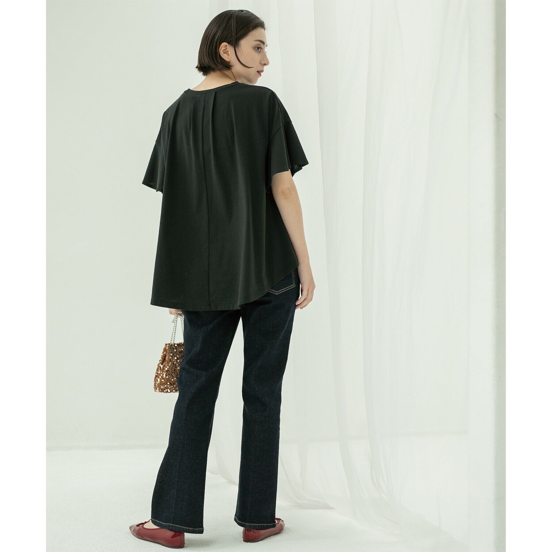 OPAQUE.CLIP「フリルスリーブカットソー【洗濯機洗い可】」|Tシャツ・カットソー|