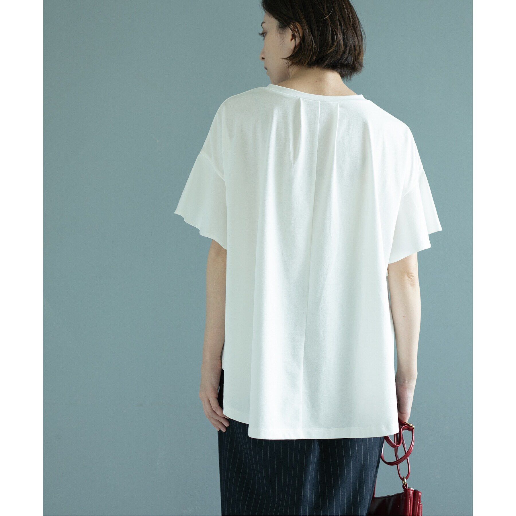 OPAQUE.CLIP「フリルスリーブカットソー【洗濯機洗い可】」|Tシャツ・カットソー|