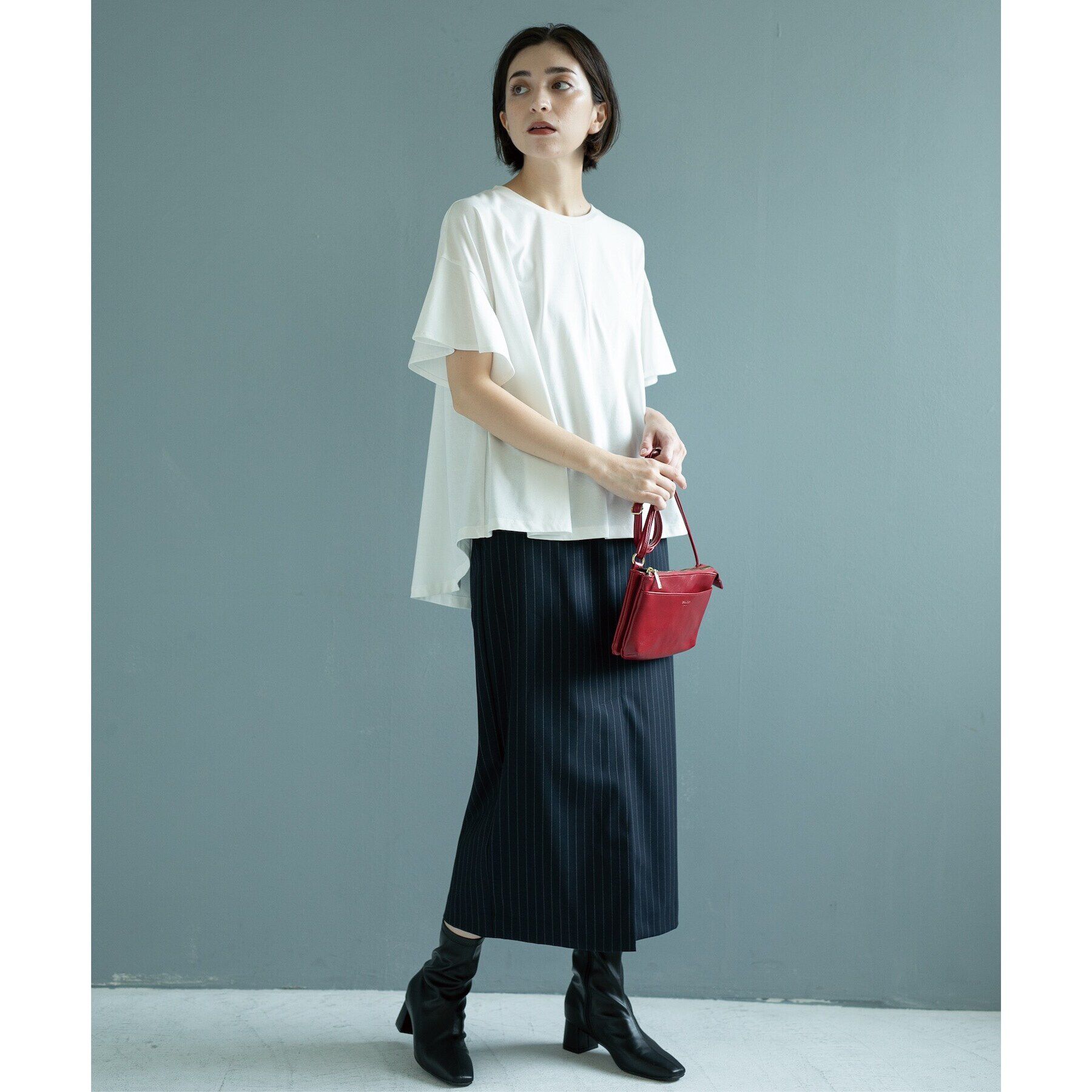 OPAQUE.CLIP「フリルスリーブカットソー【洗濯機洗い可】」|Tシャツ・カットソー|