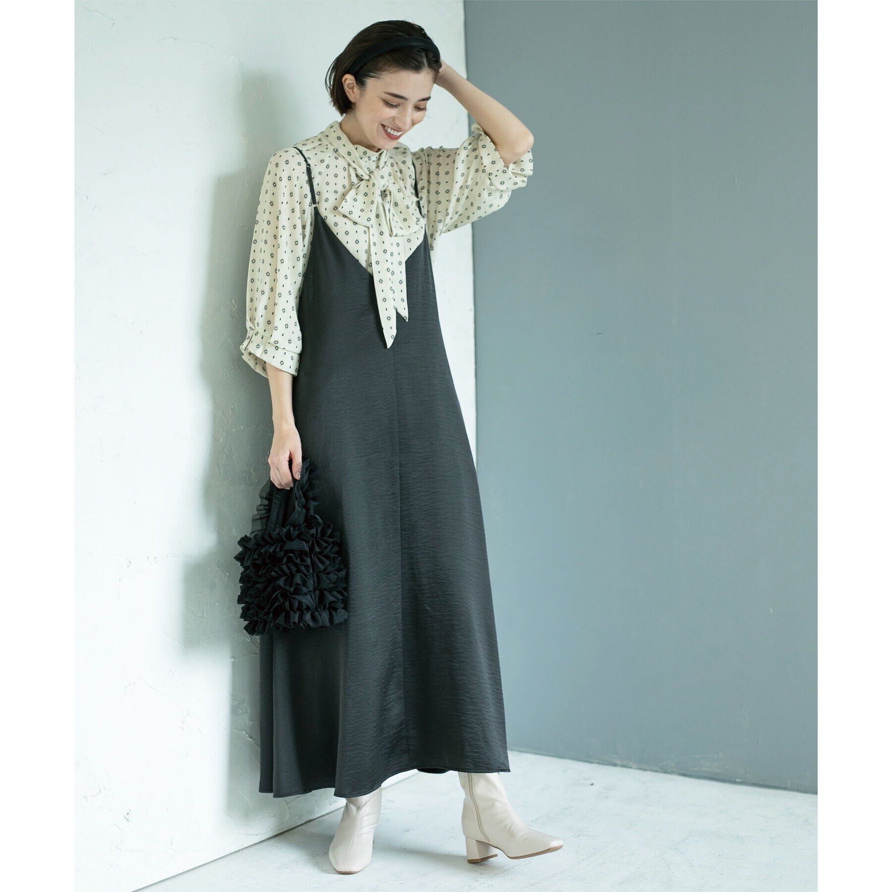 OPAQUE.CLIP「2WAY ヴィンテージサテンキャミワンピース【洗濯機洗い可】」|ワンピース|