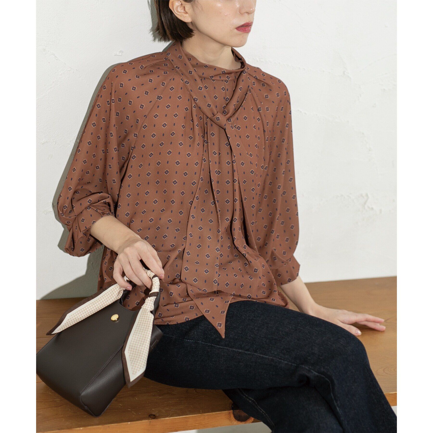 OPAQUE.CLIP「2WAY 柄プリントボウタイブラウス【洗濯機洗い可】」|シャツ・ブラウス|