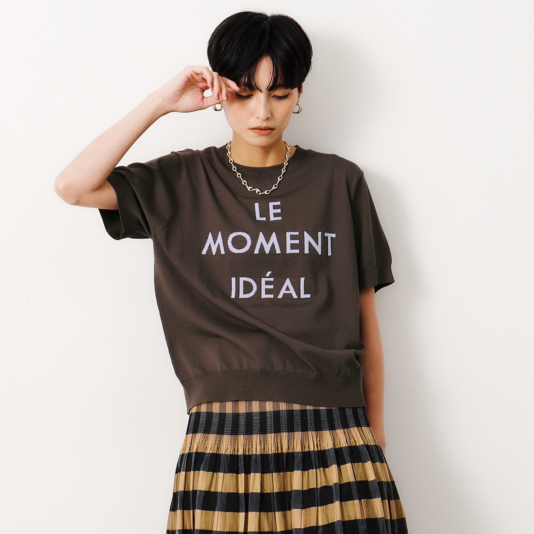 OPAQUE.CLIP「《美人百花掲載》UV ロゴジャカードニット【抗ピル/洗濯機洗い可】」|ニット・セーター|