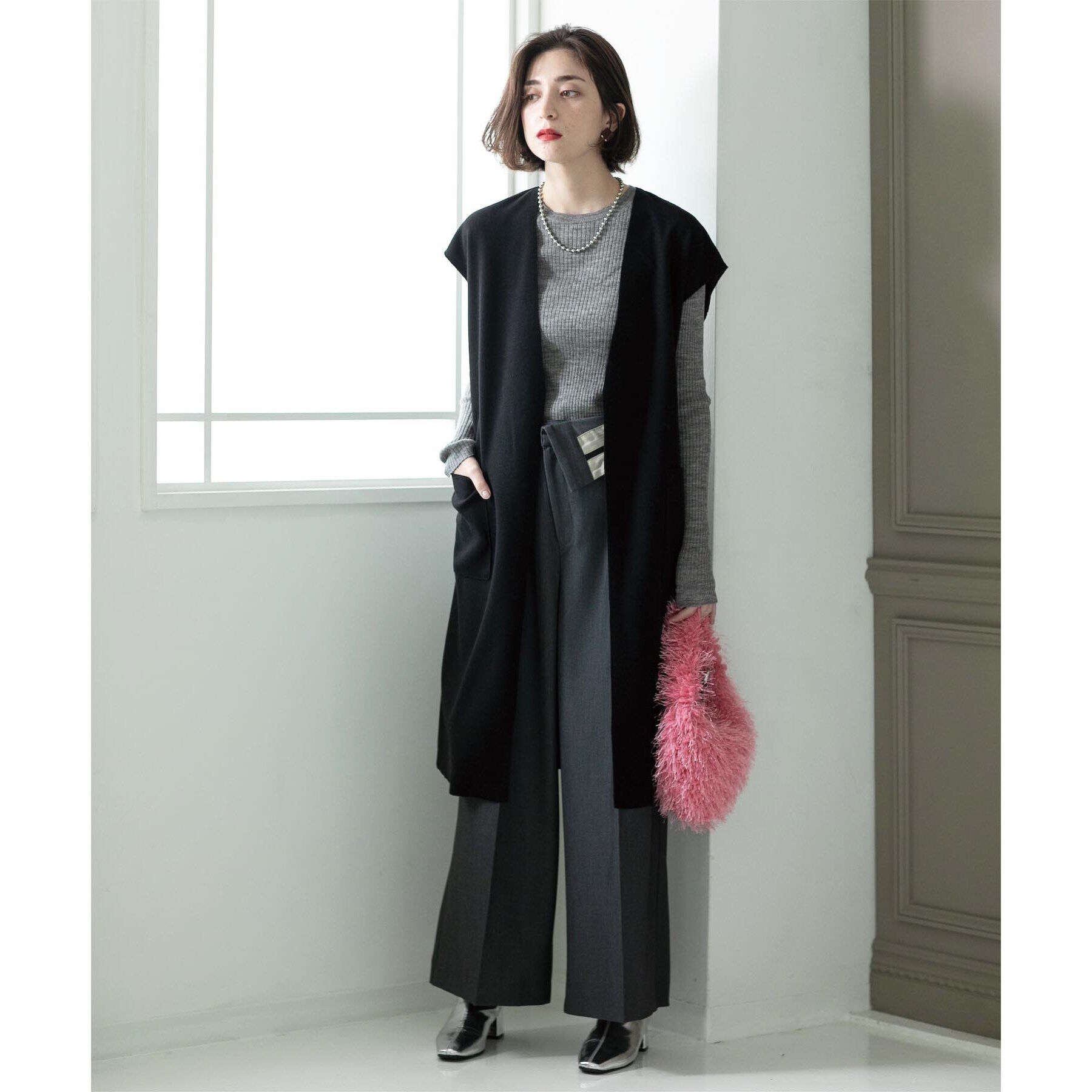 OPAQUE.CLIP「《5color》クルーネックシアーリブニット【洗濯機洗い可】」|ニット・セーター|