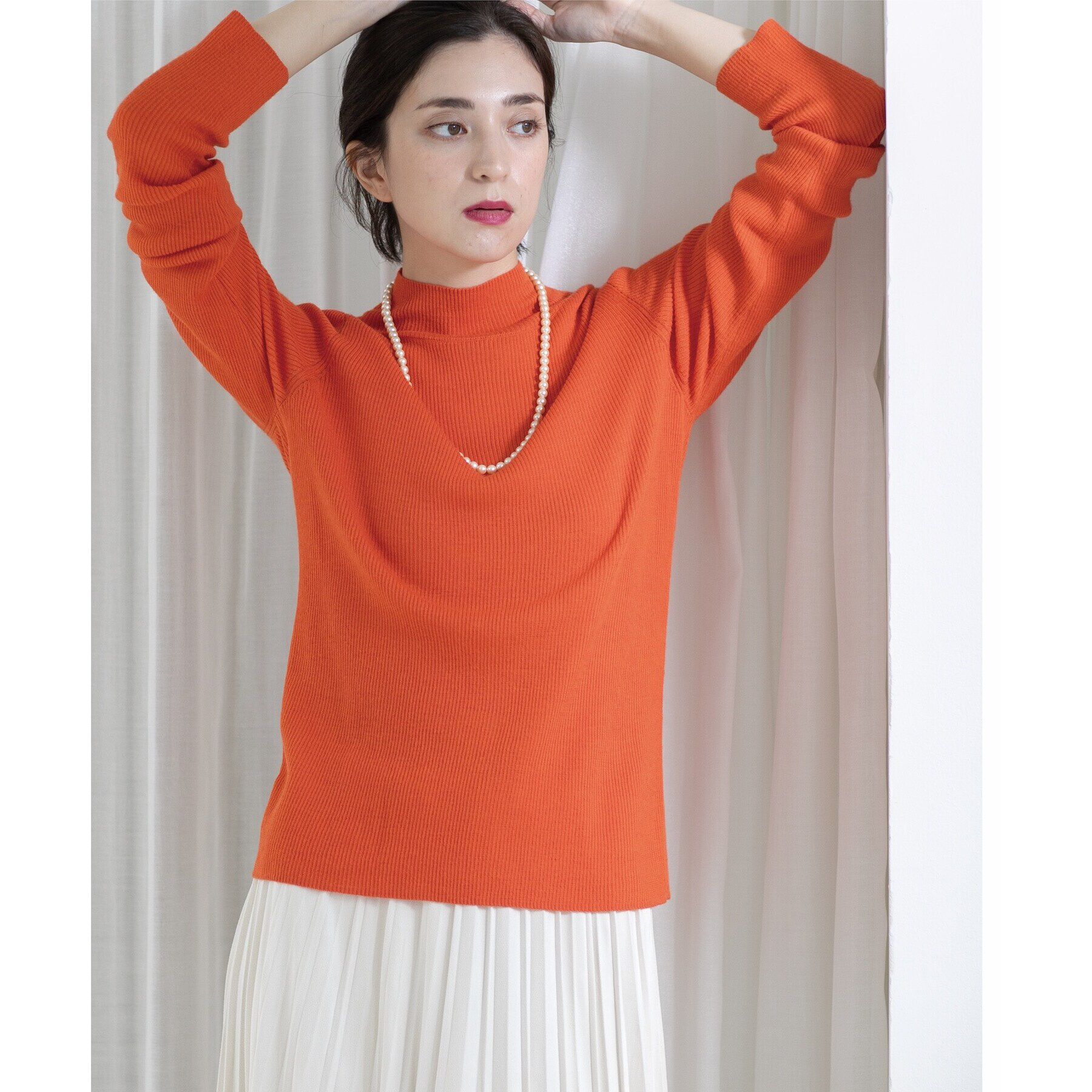 OPAQUE.CLIP「《5color》ハイネックシアーリブニット【洗濯機洗い可】」|ニット・セーター|