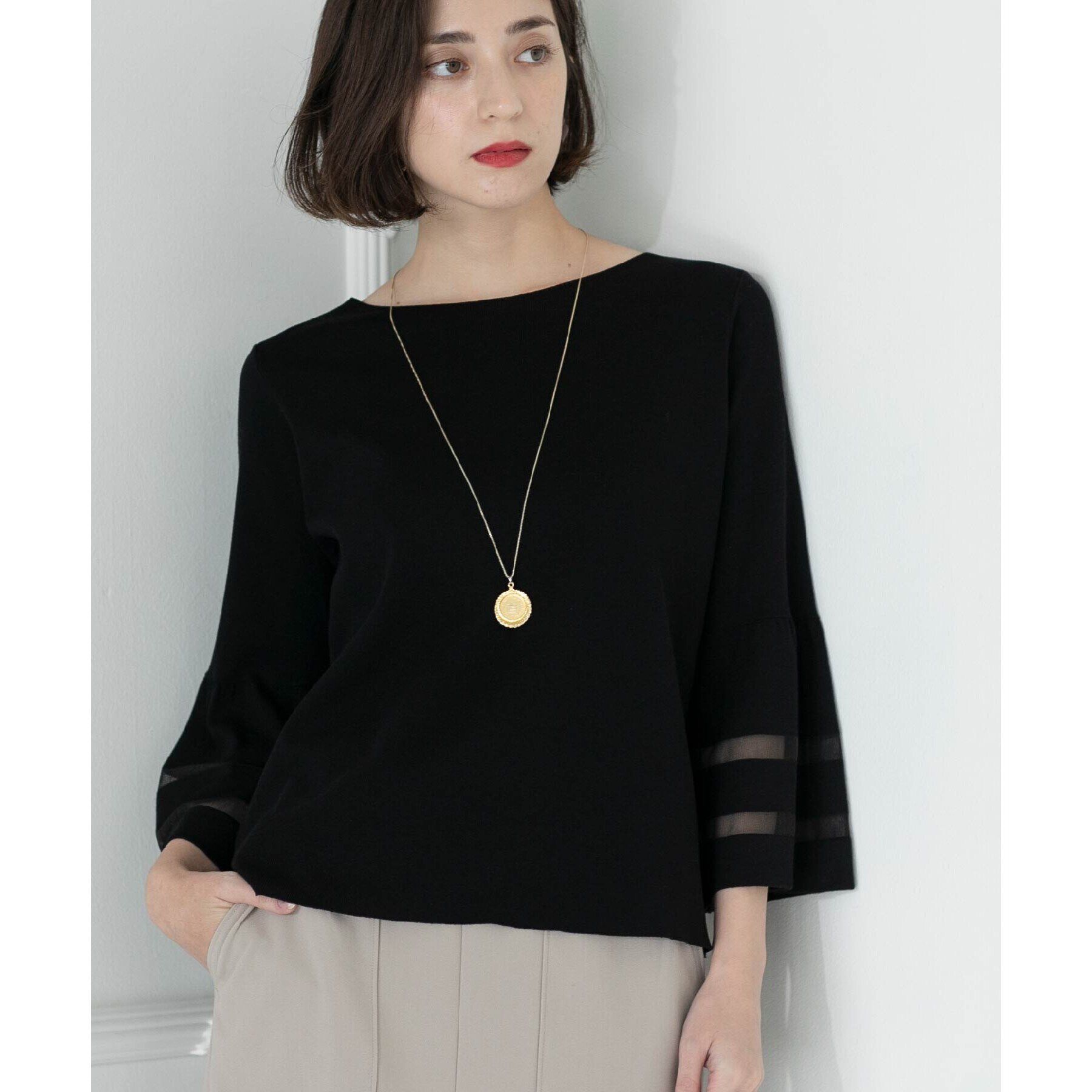 OPAQUE.CLIP「UV シアーフレアスリーブニット【抗ピル/洗濯機洗い可】」|ニット・セーター|