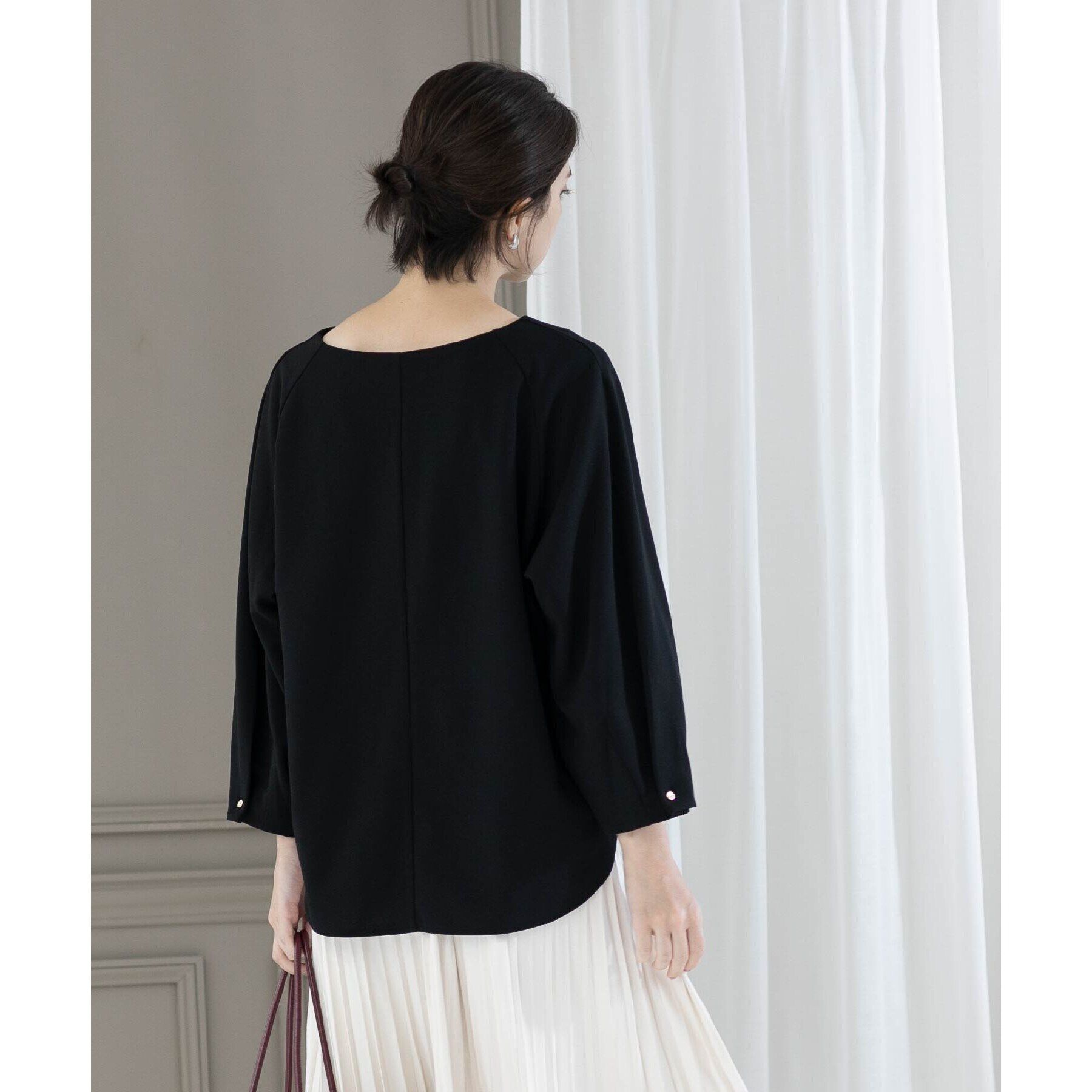 OPAQUE.CLIP「UV 袖口金ボタンキーネックトップス【吸水速乾/洗濯機洗い可】」|Tシャツ・カットソー|