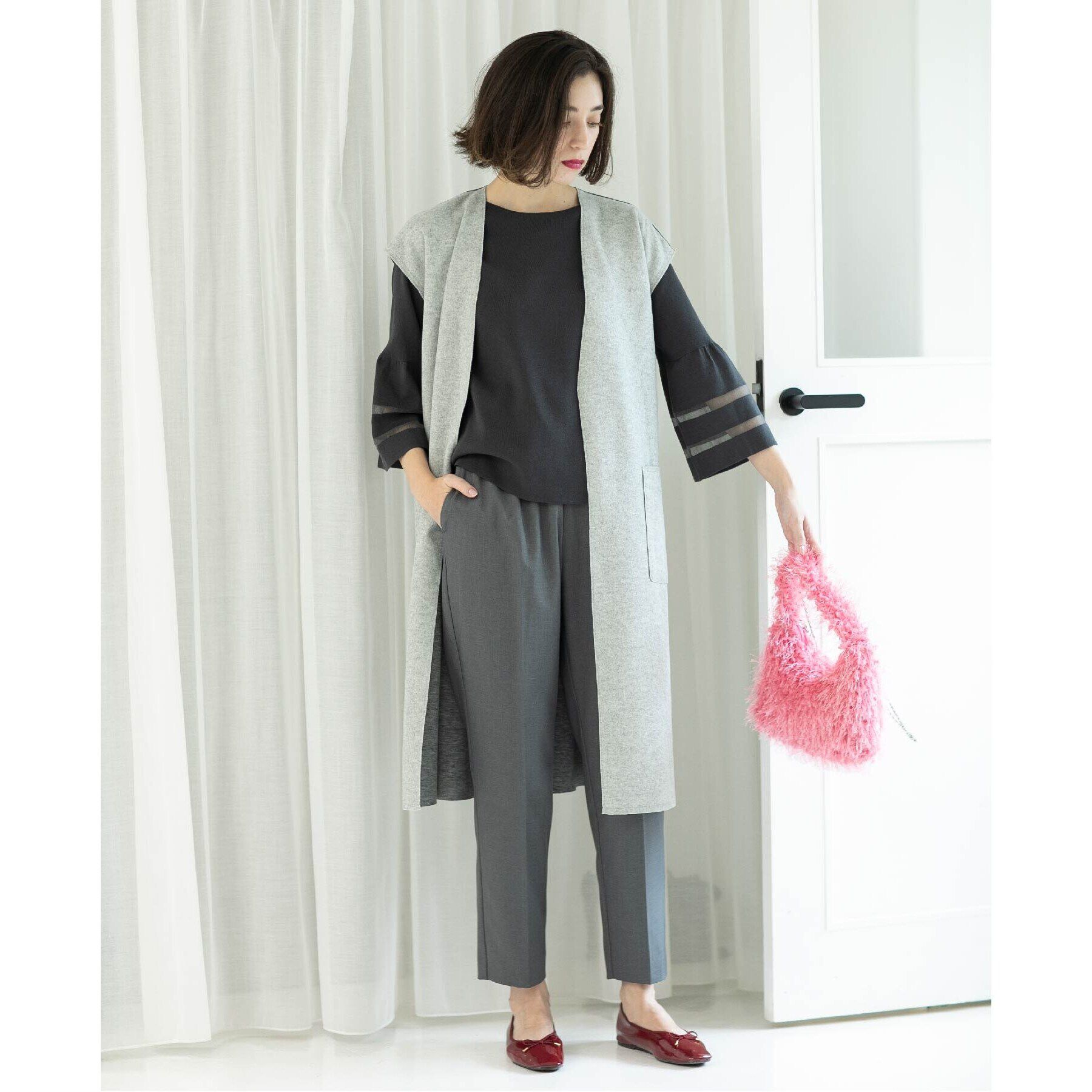 OPAQUE.CLIP「ウールライクロングジレ【洗濯機洗い可】」|ベスト・ジレ|