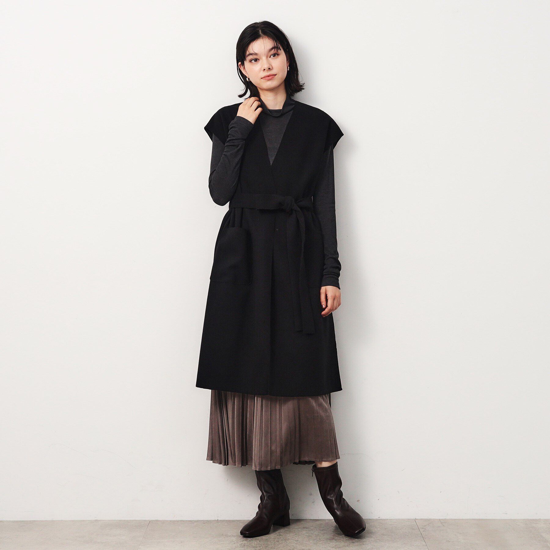 OPAQUE.CLIP「ウールライクロングジレ【洗濯機洗い可】」|ベスト・ジレ|