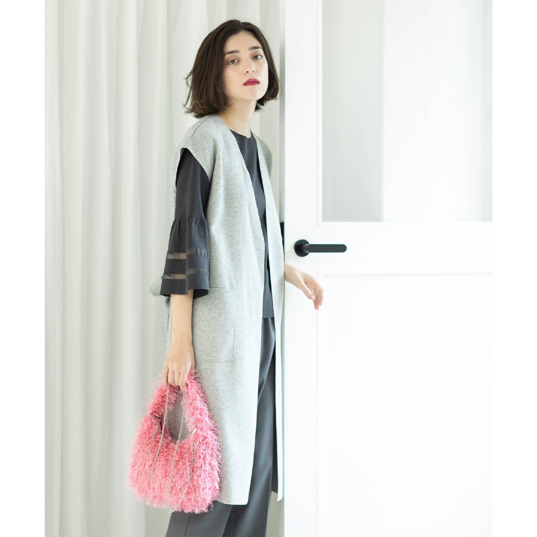 OPAQUE.CLIP「ウールライクロングジレ【洗濯機洗い可】」|ベスト・ジレ|