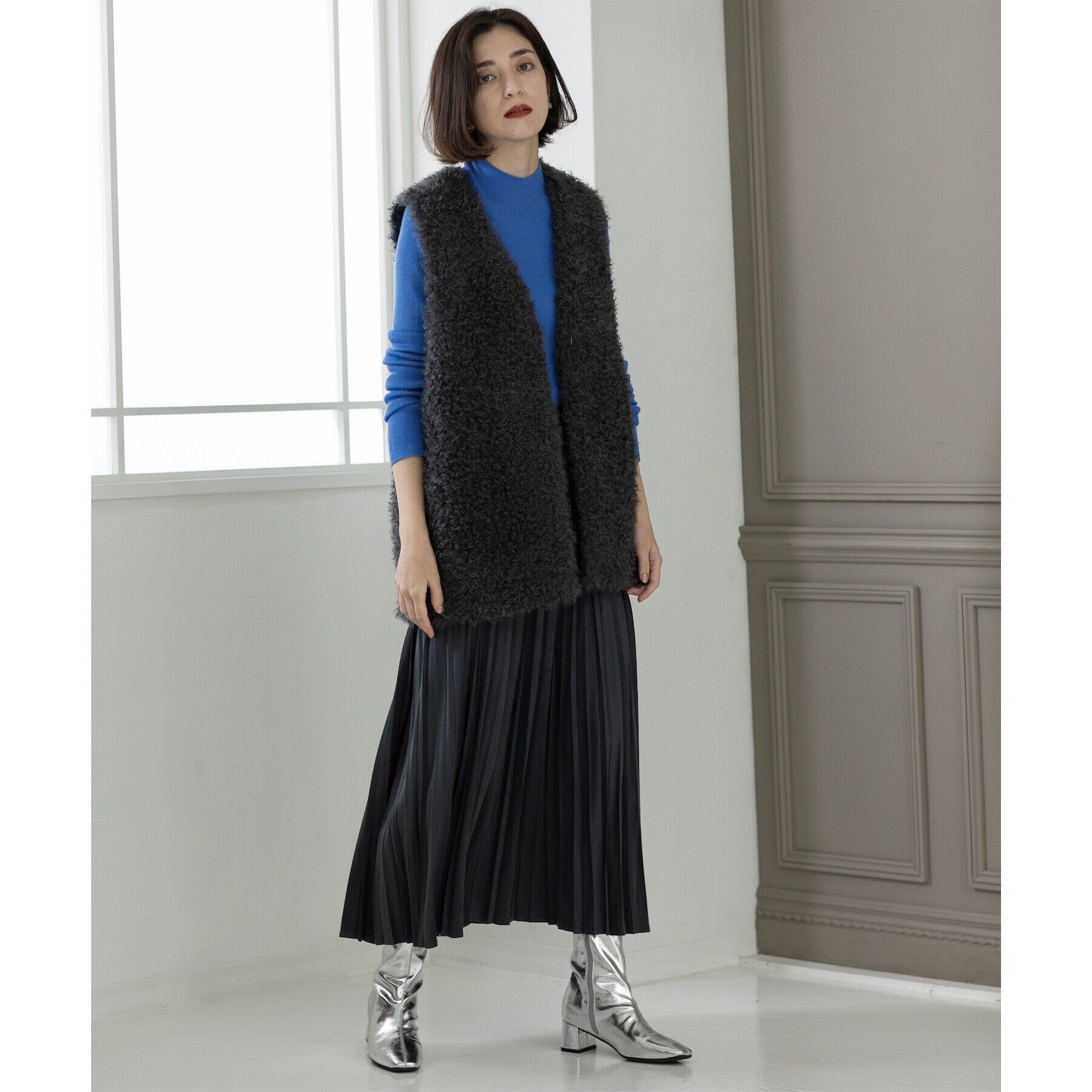 OPAQUE.CLIP「《5color/S-LLsize》フェイクスウェードイージープリーツスカート【洗濯機洗い可】」|スカート|