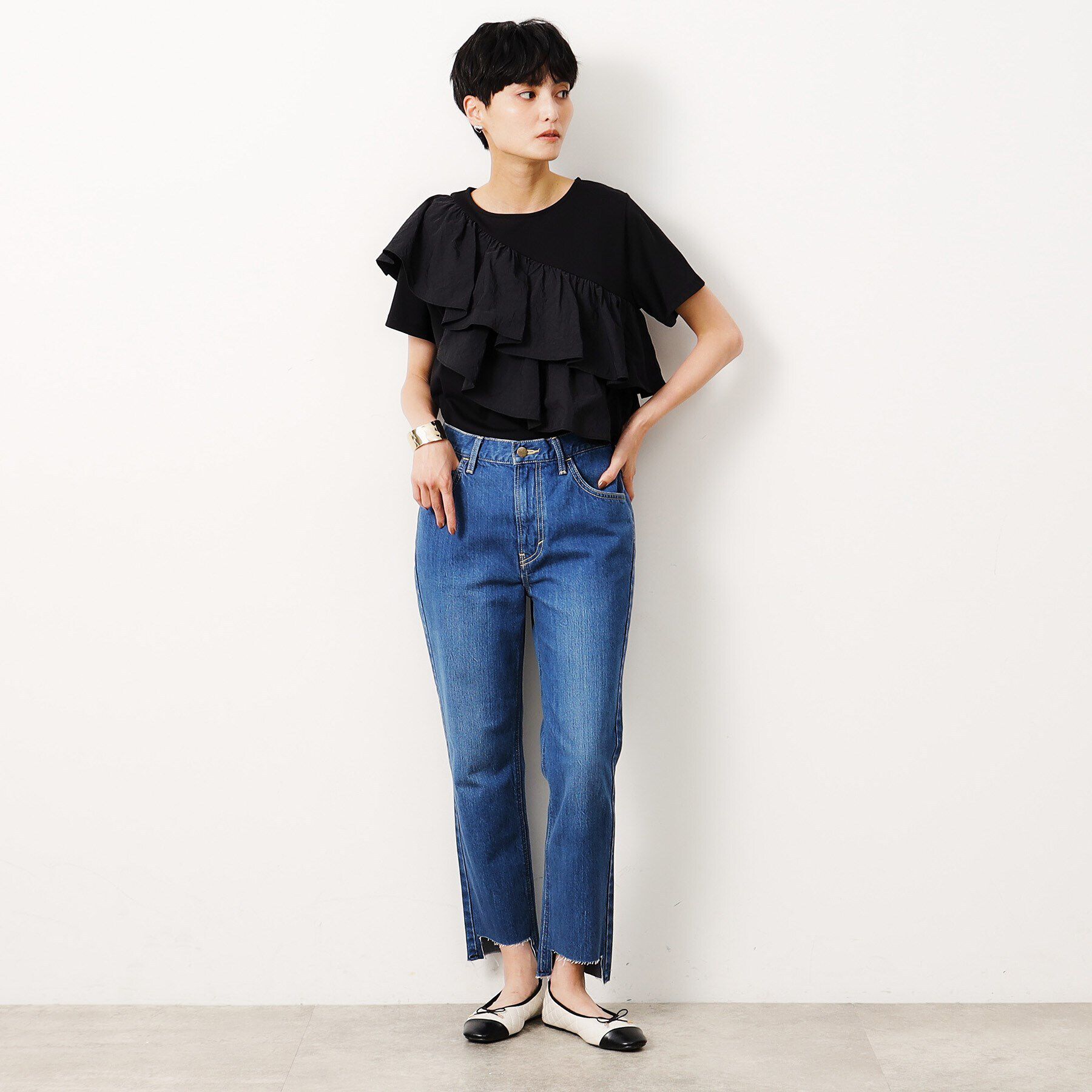 OPAQUE.CLIP「≪Lee別注≫ステップヘムテーパードデニムパンツ」|デニム|