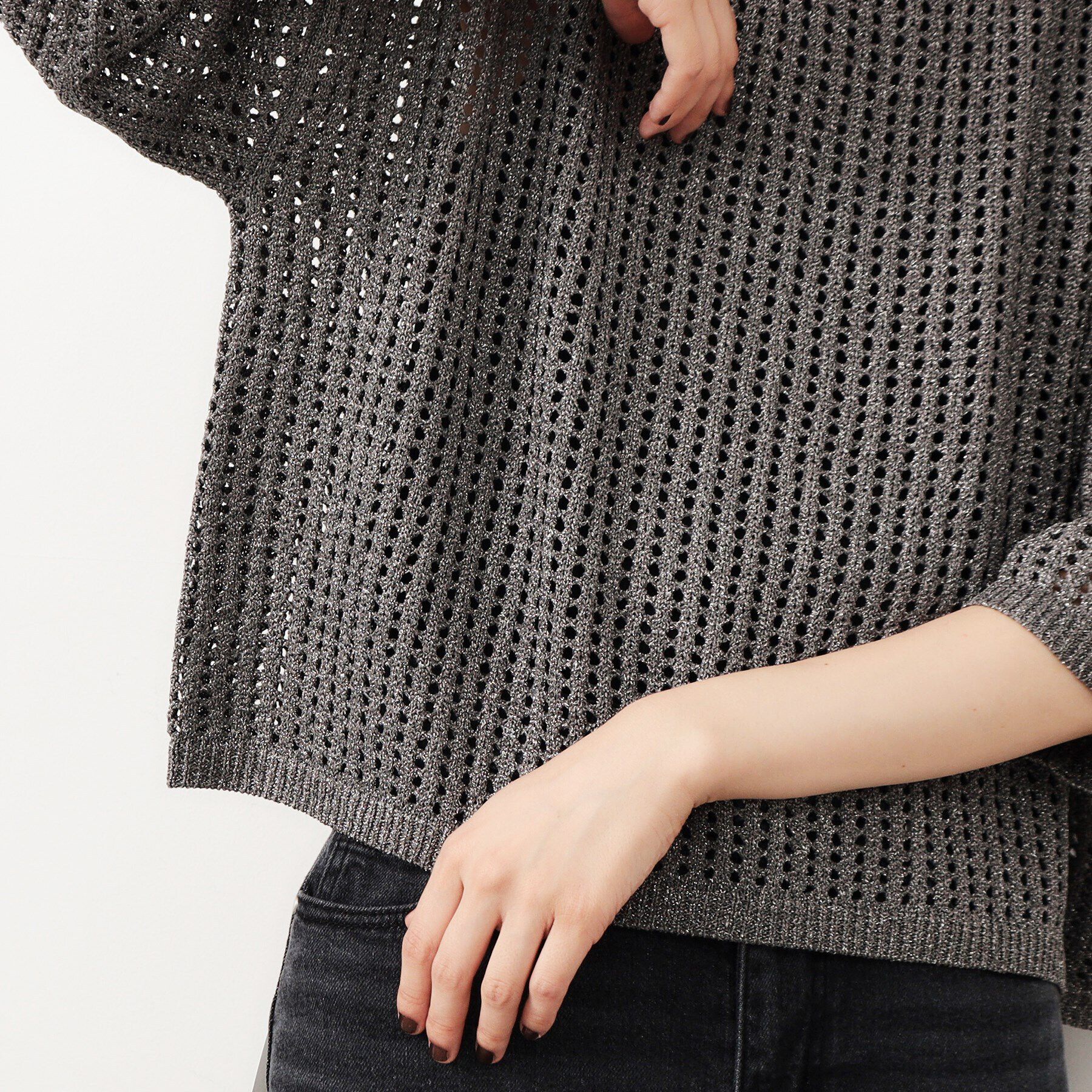 OPAQUE.CLIP「ラメメッシュニット【洗濯機洗い可】」|ニット・セーター|