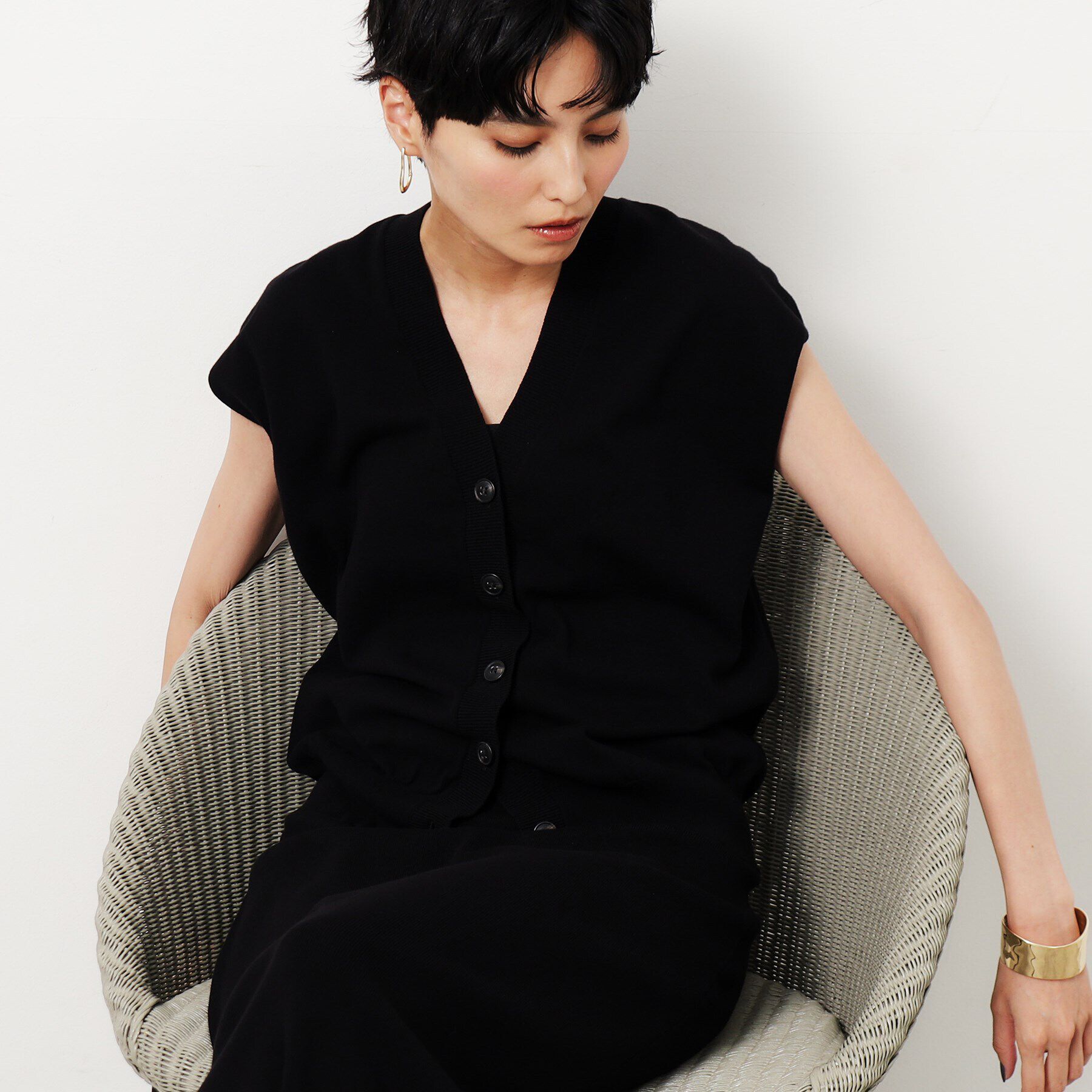 OPAQUE.CLIP「Vネックニットベスト/セットアップ対応【洗濯機洗い可】」|ベスト・ジレ|
