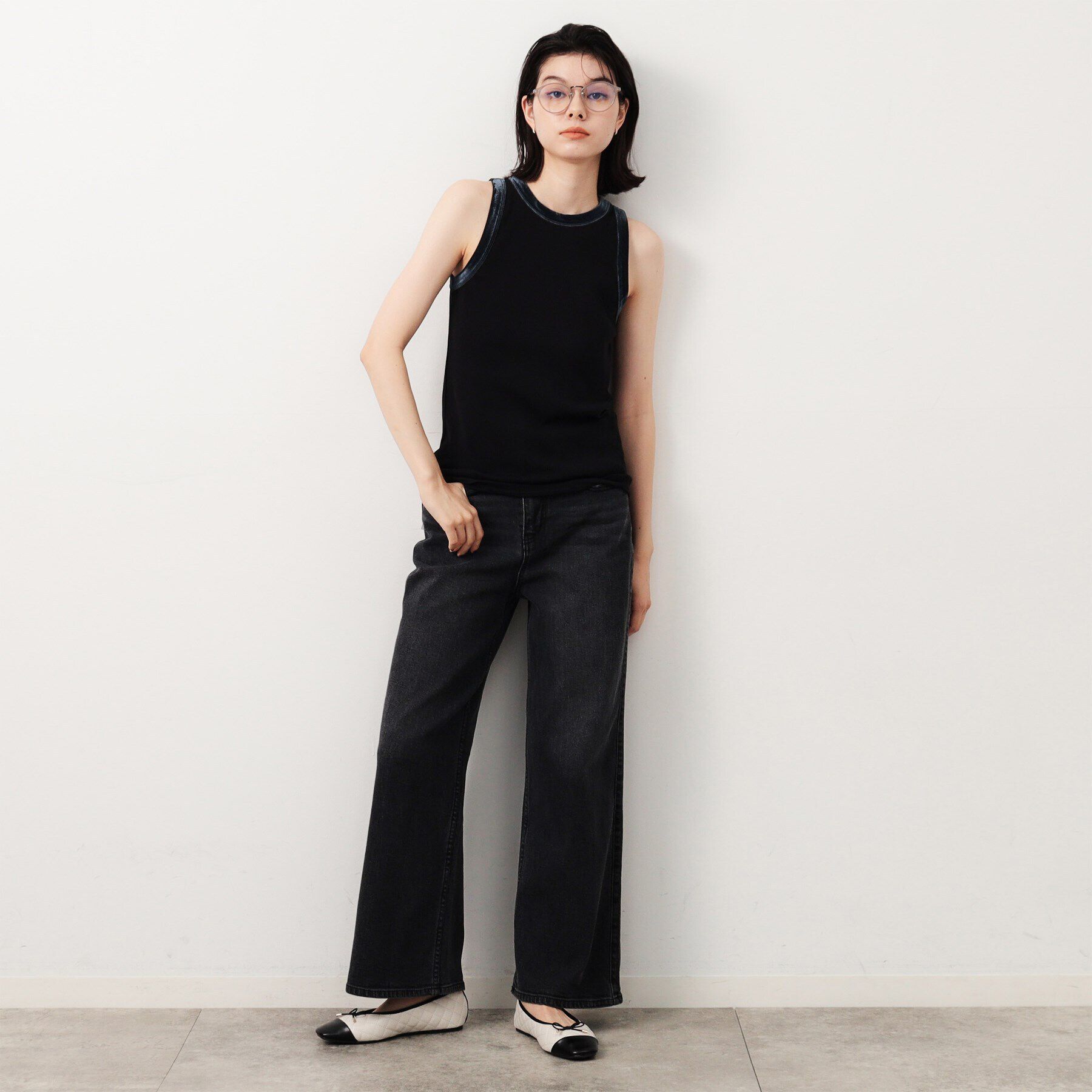 OPAQUE.CLIP「《VERY掲載》ベロア使いリブタンクトップ【洗濯機洗い可】」|キャミソール|