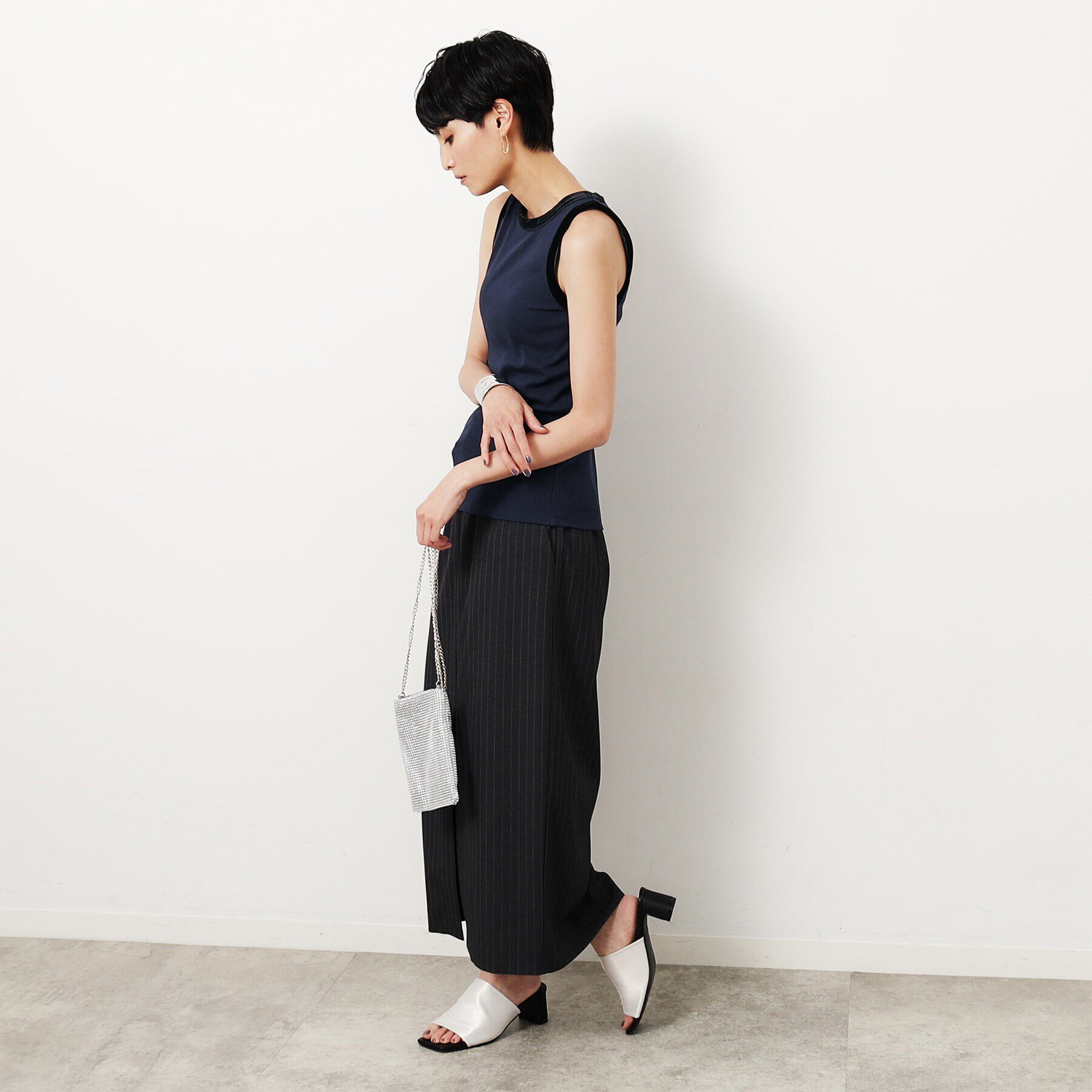 OPAQUE.CLIP「《VERY掲載》ベロア使いリブタンクトップ【洗濯機洗い可】」|キャミソール|