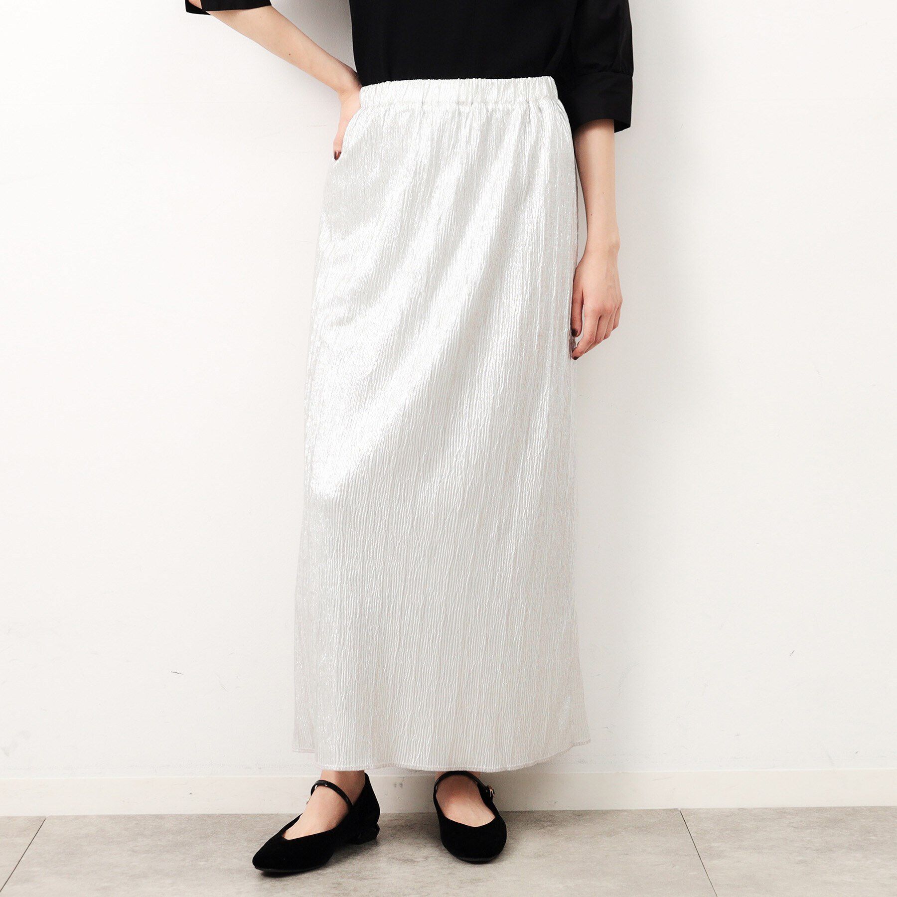 OPAQUE.CLIP「メタリックイージーナロースカート【洗濯機洗い可】」|スカート|