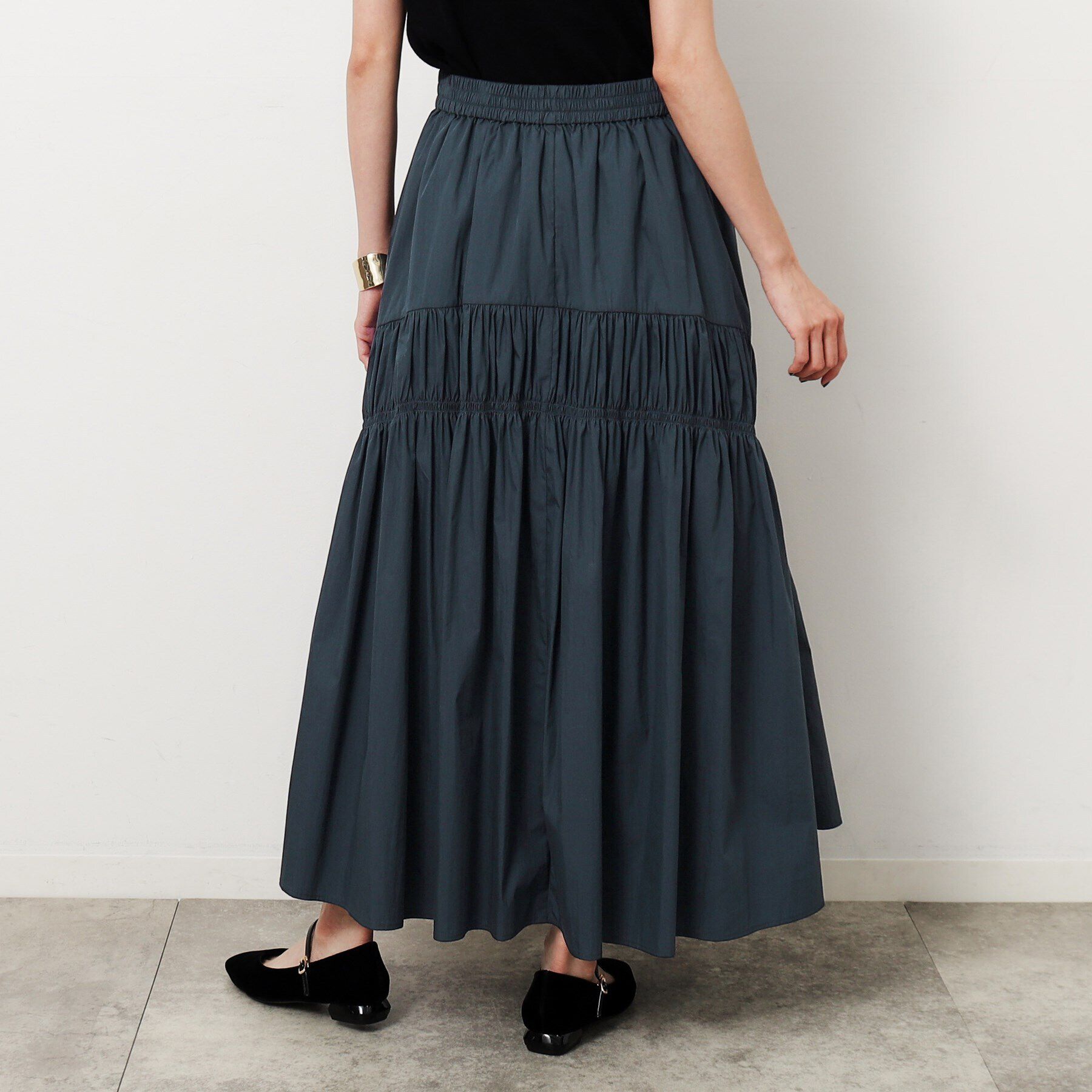 OPAQUE.CLIP「シャーリング切替ボリュームフレアスカート【洗濯機洗い可】」|スカート|