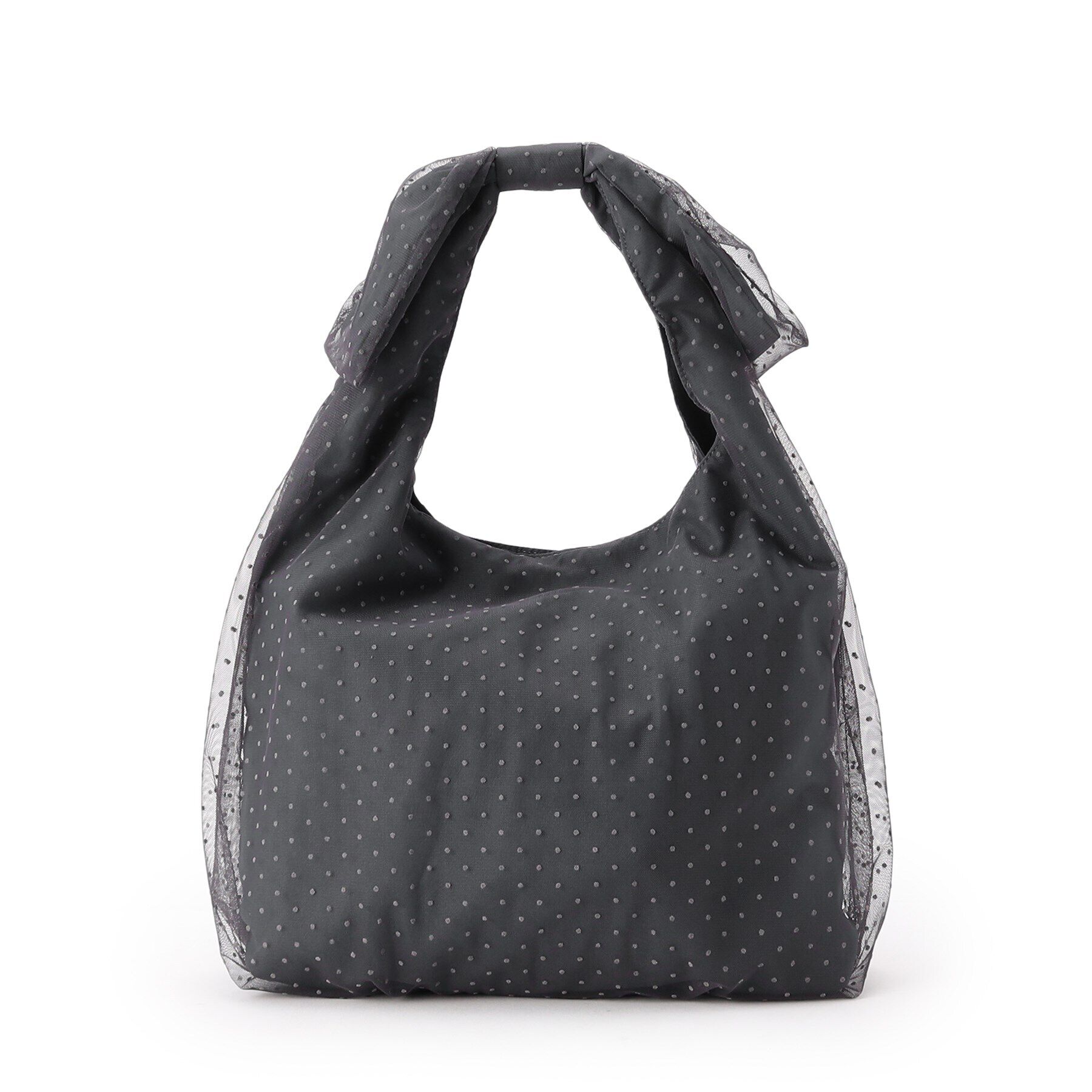 OPAQUE.CLIP「【A4サイズ対応】リボンハンドルチュールワンショルダーバッグ」|ショルダー・メッセンジャー|チャコールグレー(0