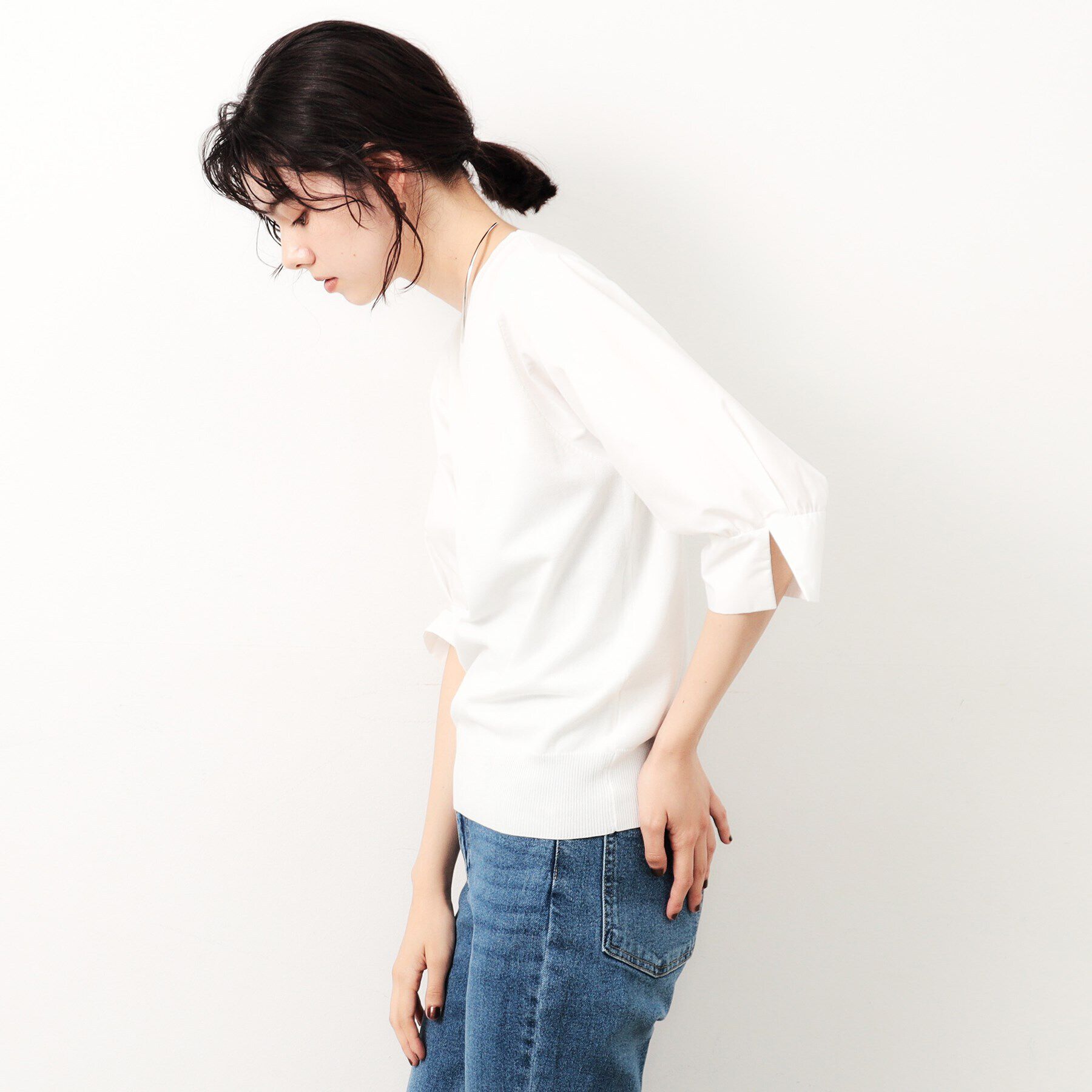 OPAQUE.CLIP「フハクスリーブドッキングニット【洗濯機洗い可/抗ピル】」|ニット・セーター|