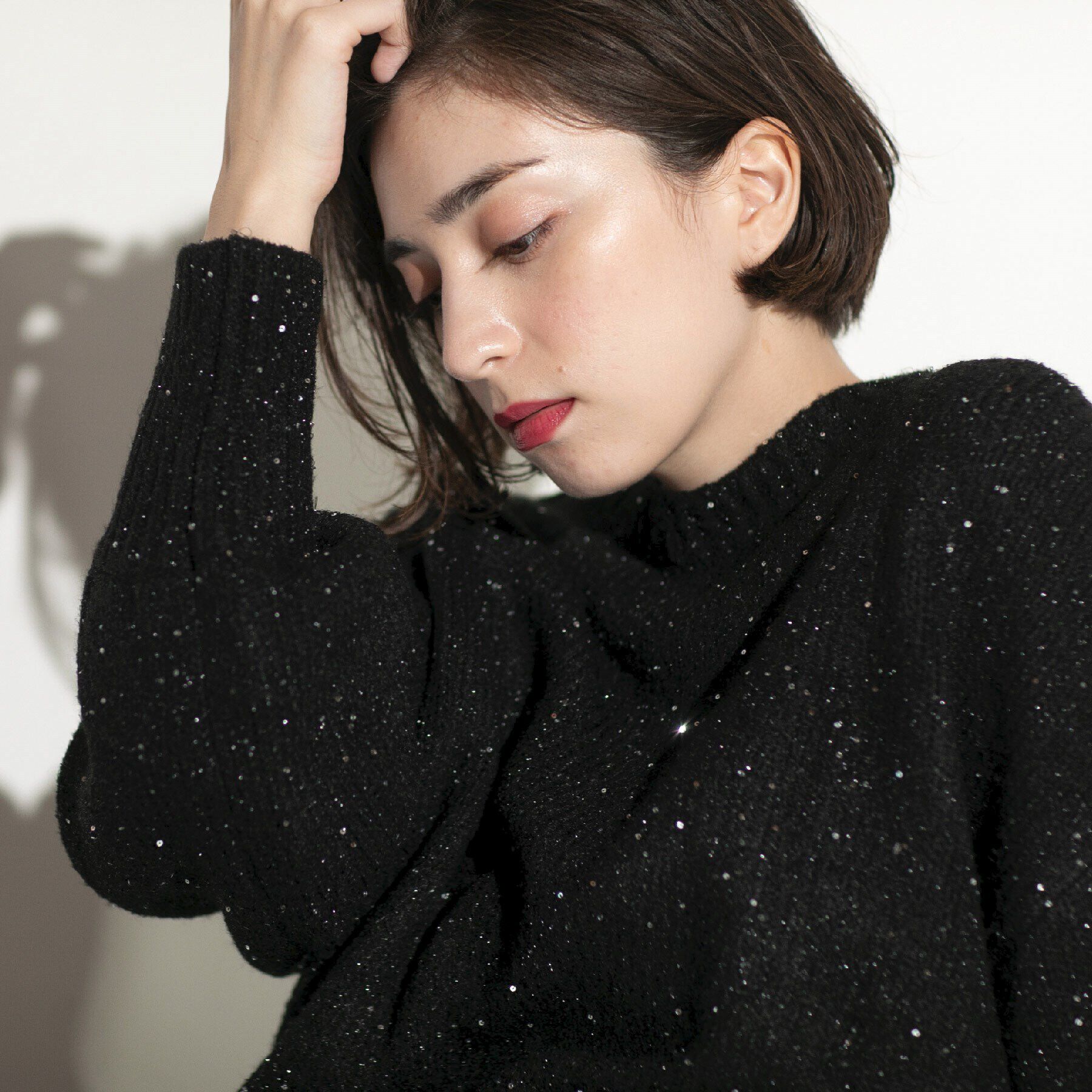 OPAQUE.CLIP「スパンコールラメ ミドルゲージニット」|ニット・セーター|