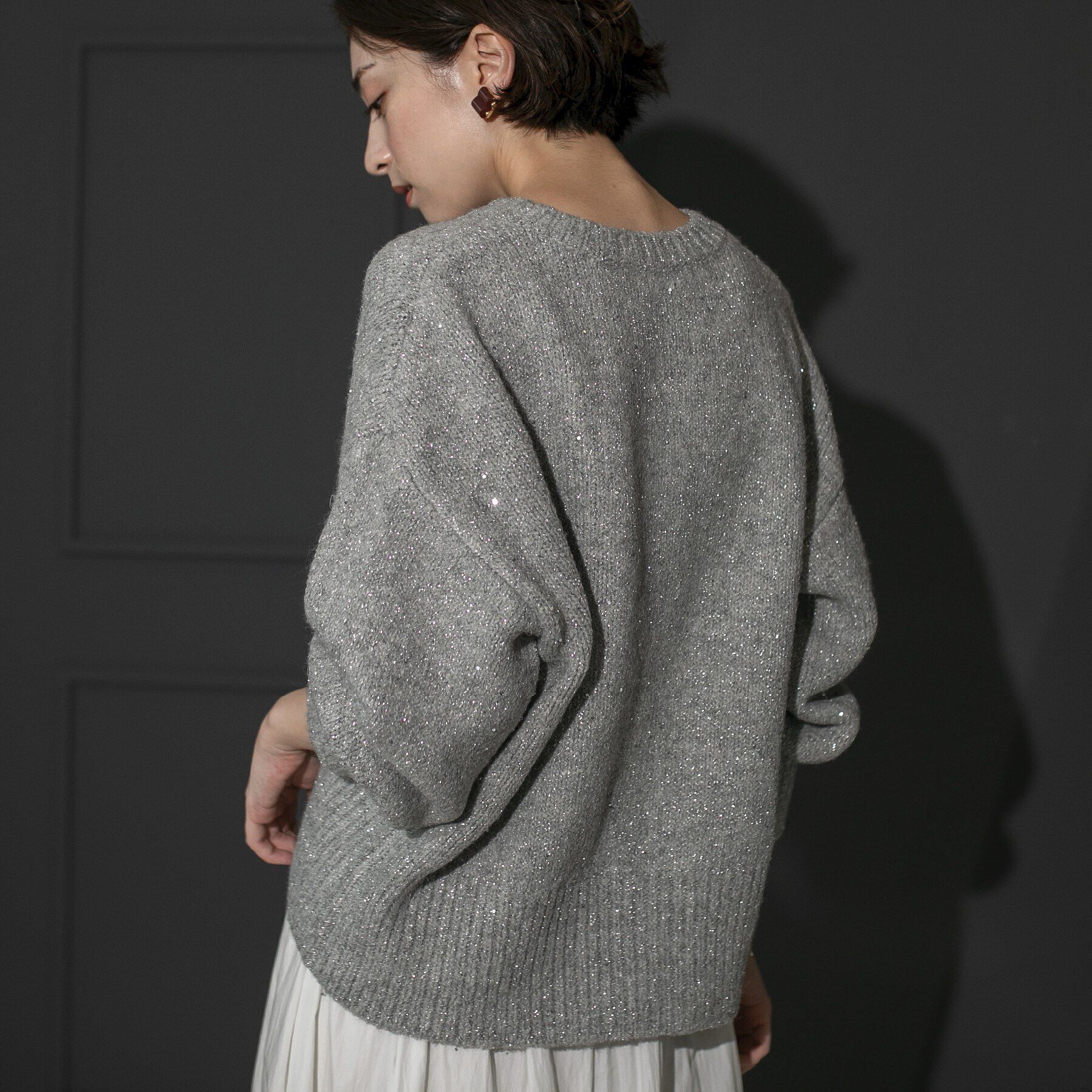 OPAQUE.CLIP「スパンコールラメ ミドルゲージニット」|ニット・セーター|