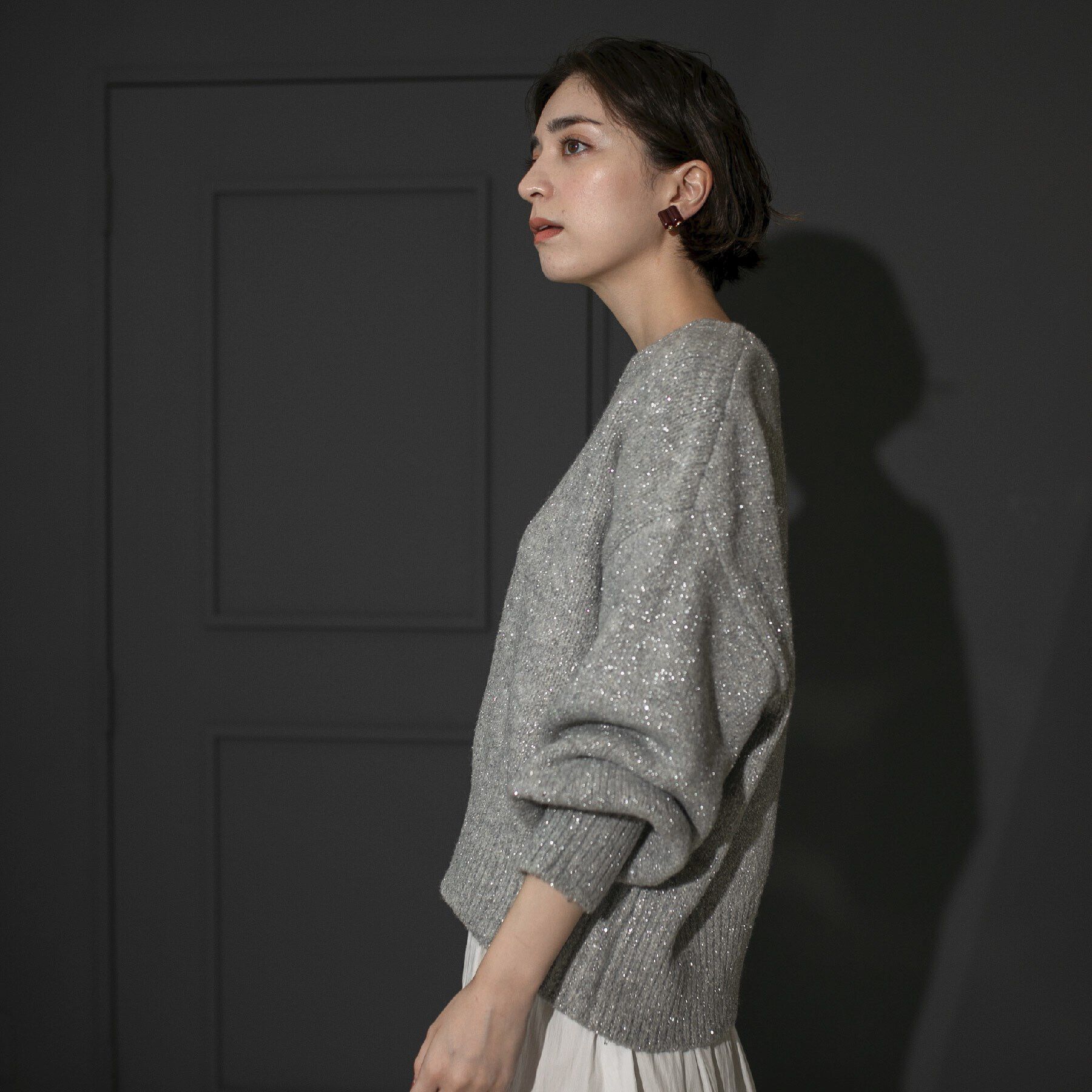 OPAQUE.CLIP「スパンコールラメ ミドルゲージニット」|ニット・セーター|