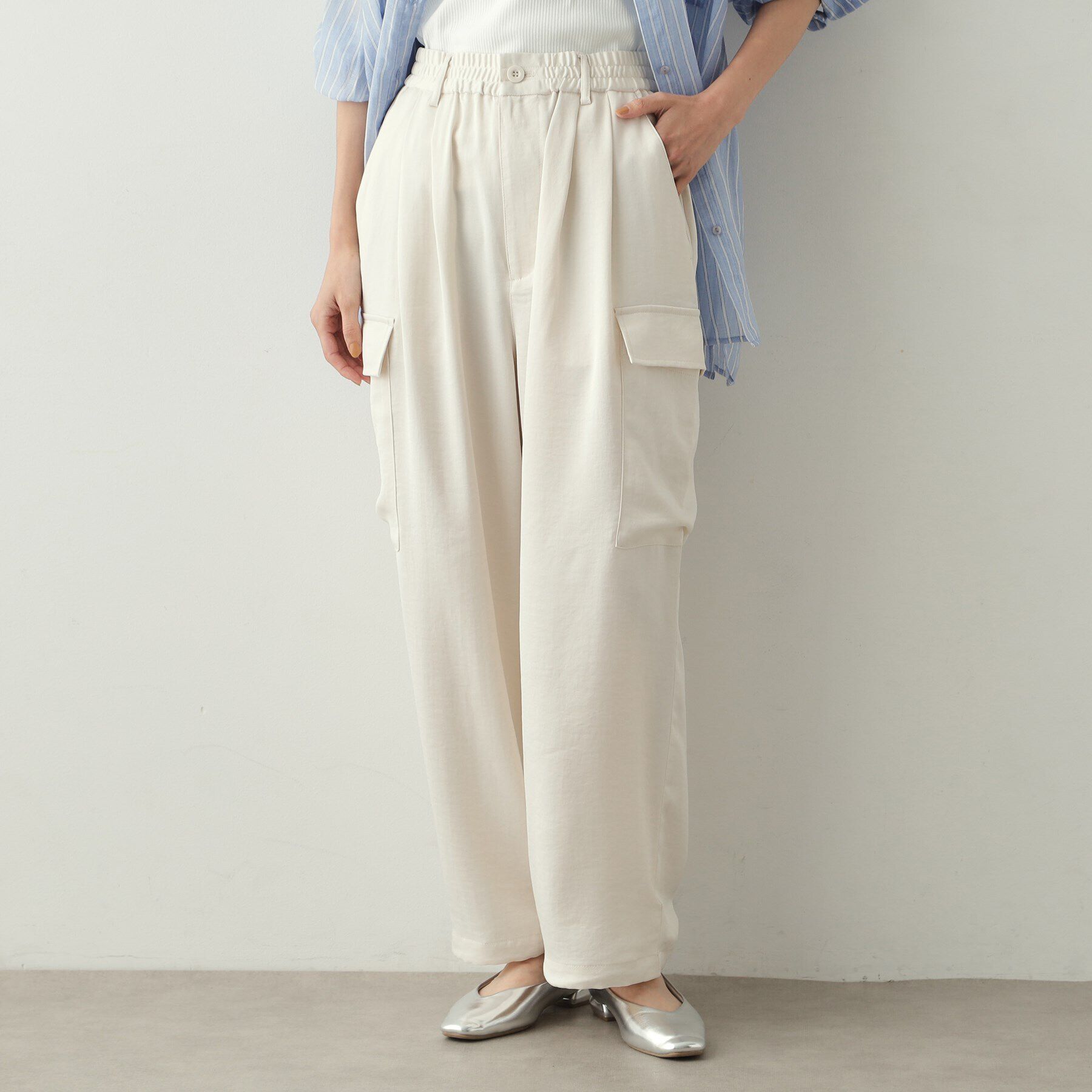 OPAQUE.CLIP「サテンイージーカーゴパンツ【洗濯機洗い可】」|その他|