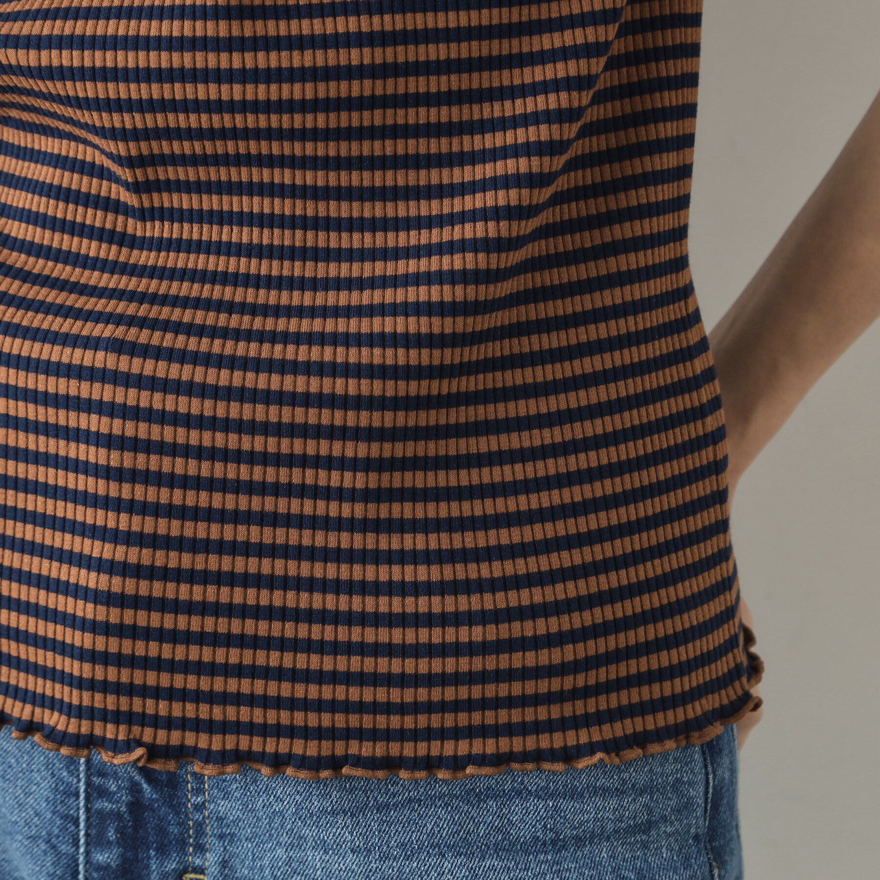 OPAQUE.CLIP「細ボーダーリブカットソー【洗濯機洗い可】」|Tシャツ・カットソー|