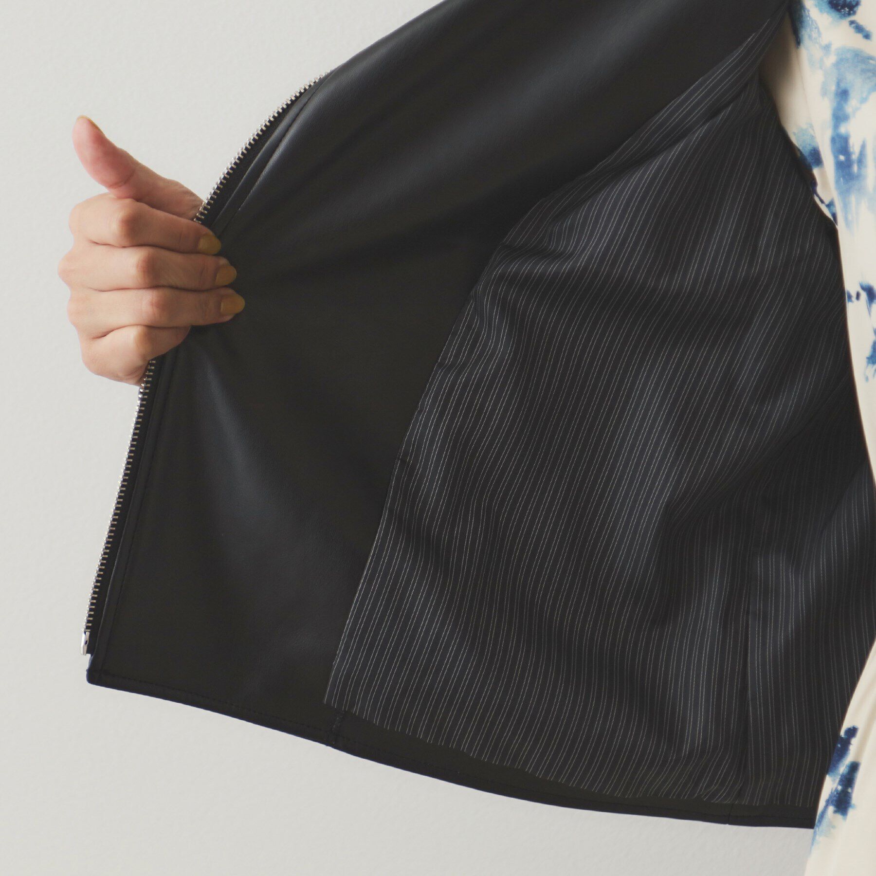 OPAQUE.CLIP「シンセティックレザーライダースジャケット【洗える】」|ライダースジャケット|